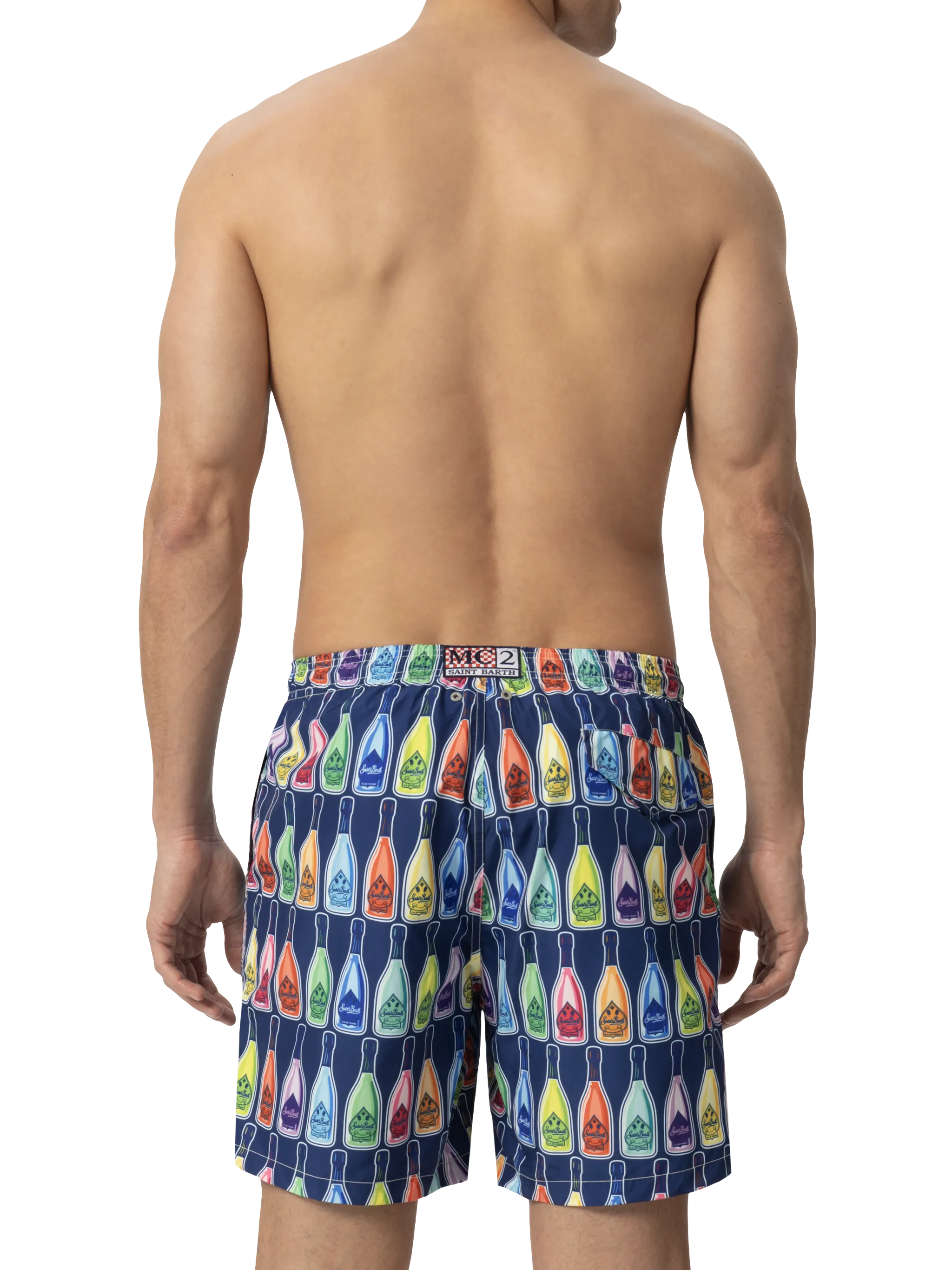 Lightweight fabric swim-shorts Lighting with bottles print - Image 4