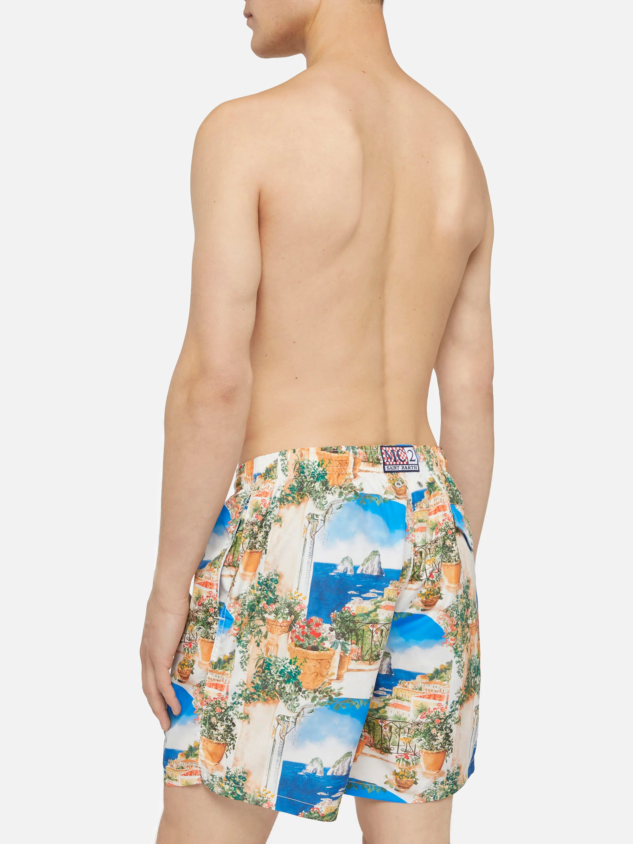 Lightweight fabric swim-shorts Lighting with Capri view print | AI CO-CREATED DESIGN BY RICKDICK - POWERED BY RED-EYE - Image 5
