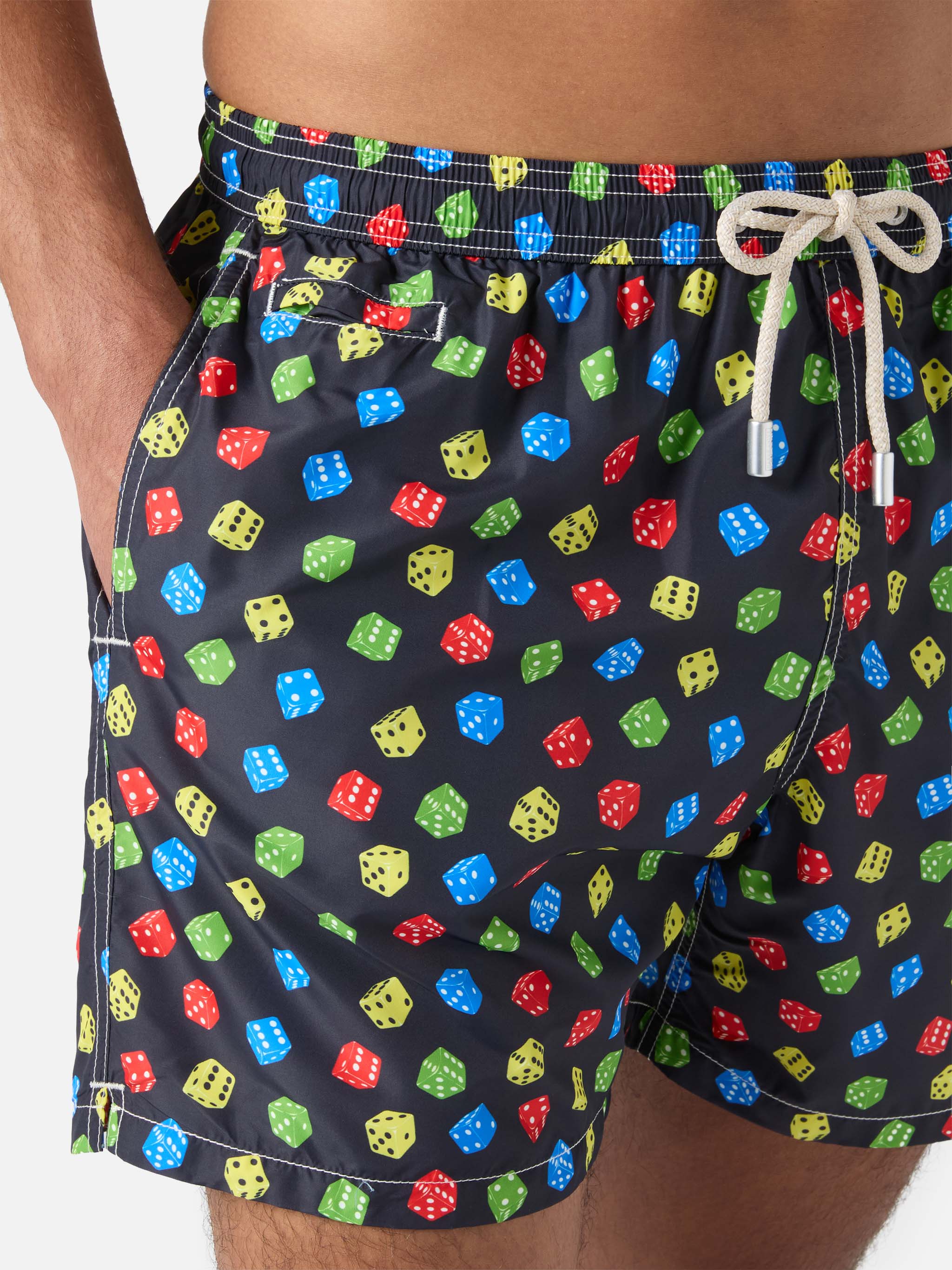 Lightweight fabric swim shorts Lighting with dice print - Image 4