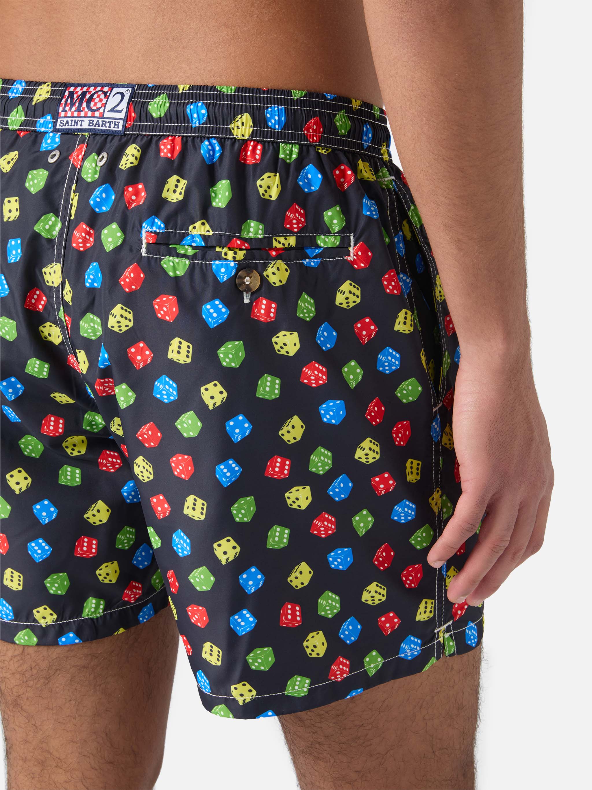 Lightweight fabric swim shorts Lighting with dice print - Image 6