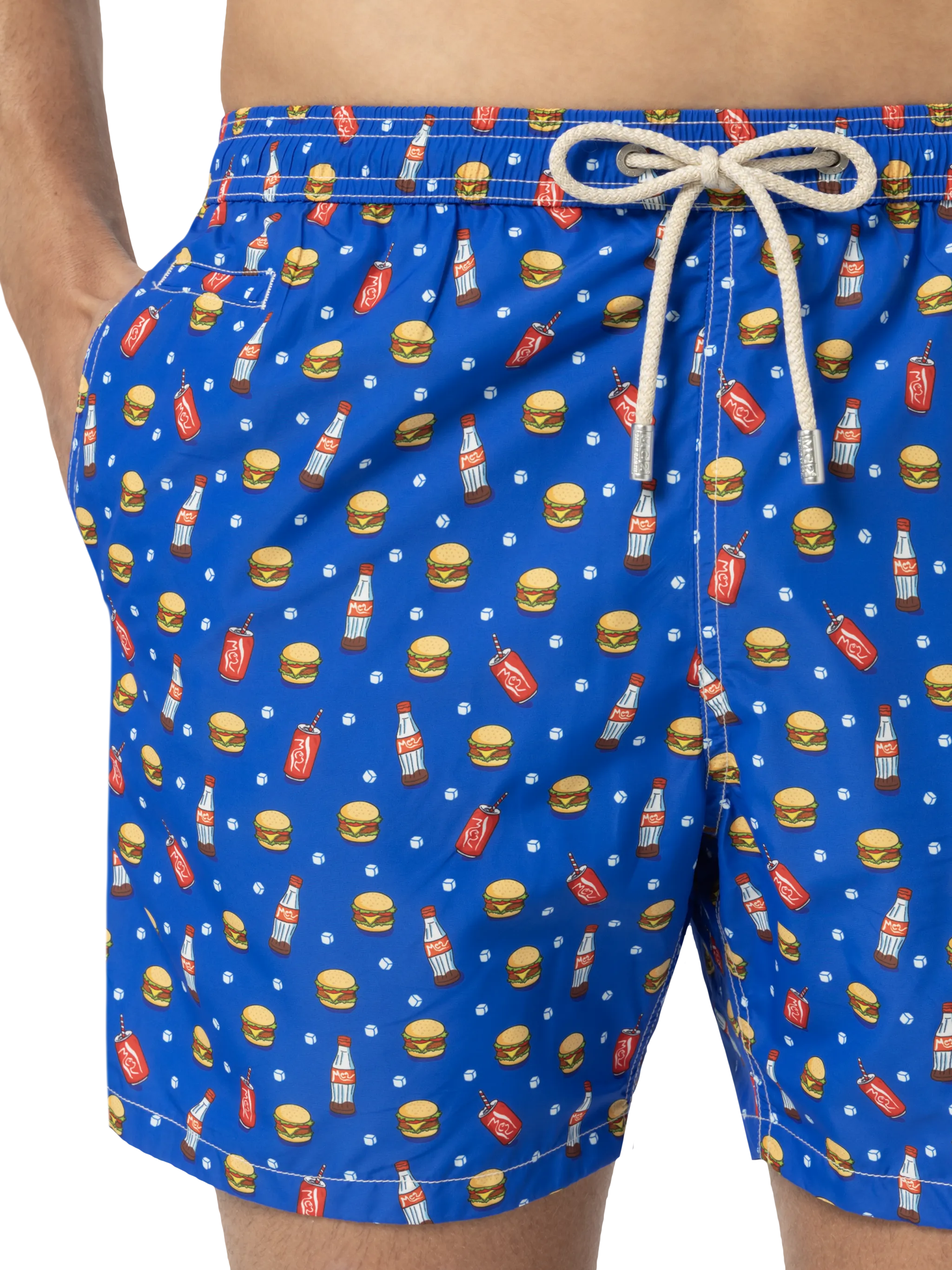 Lightweight fabric swim shorts Lighting with fast food print - Image 5