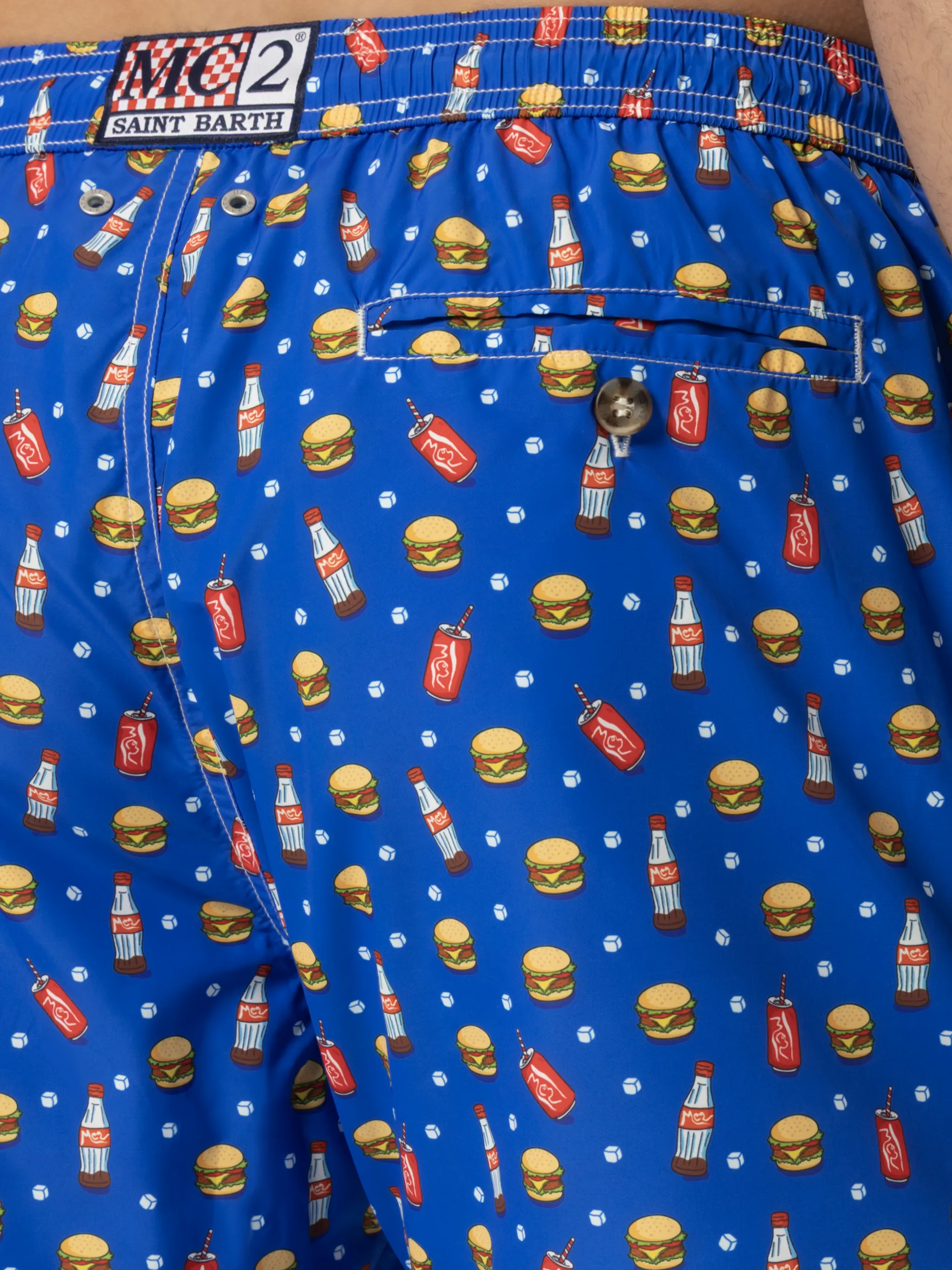 Lightweight fabric swim shorts Lighting with fast food print - Image 6