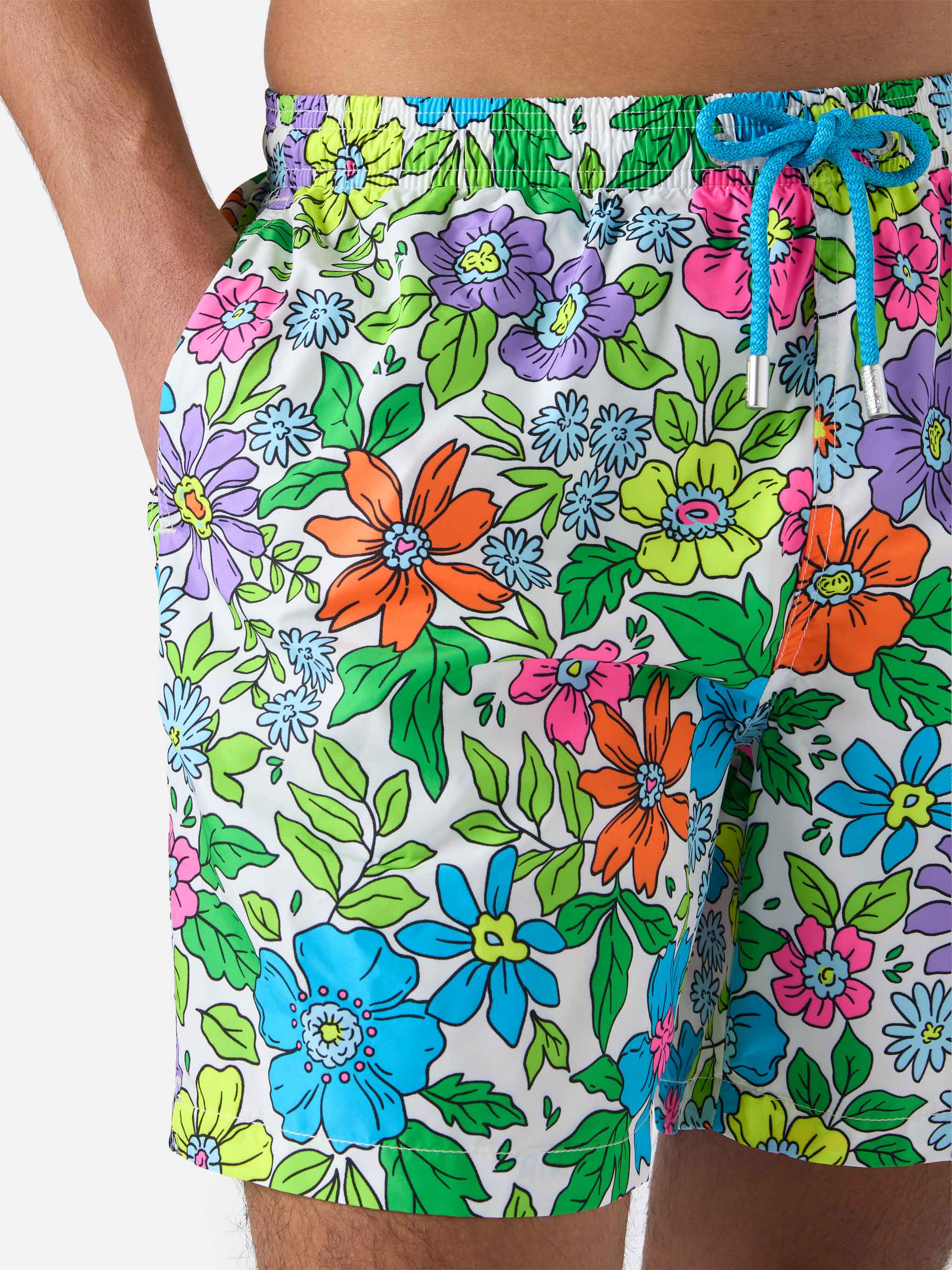 Lightweight fabric swim shorts Lighting with floral print - Image 4