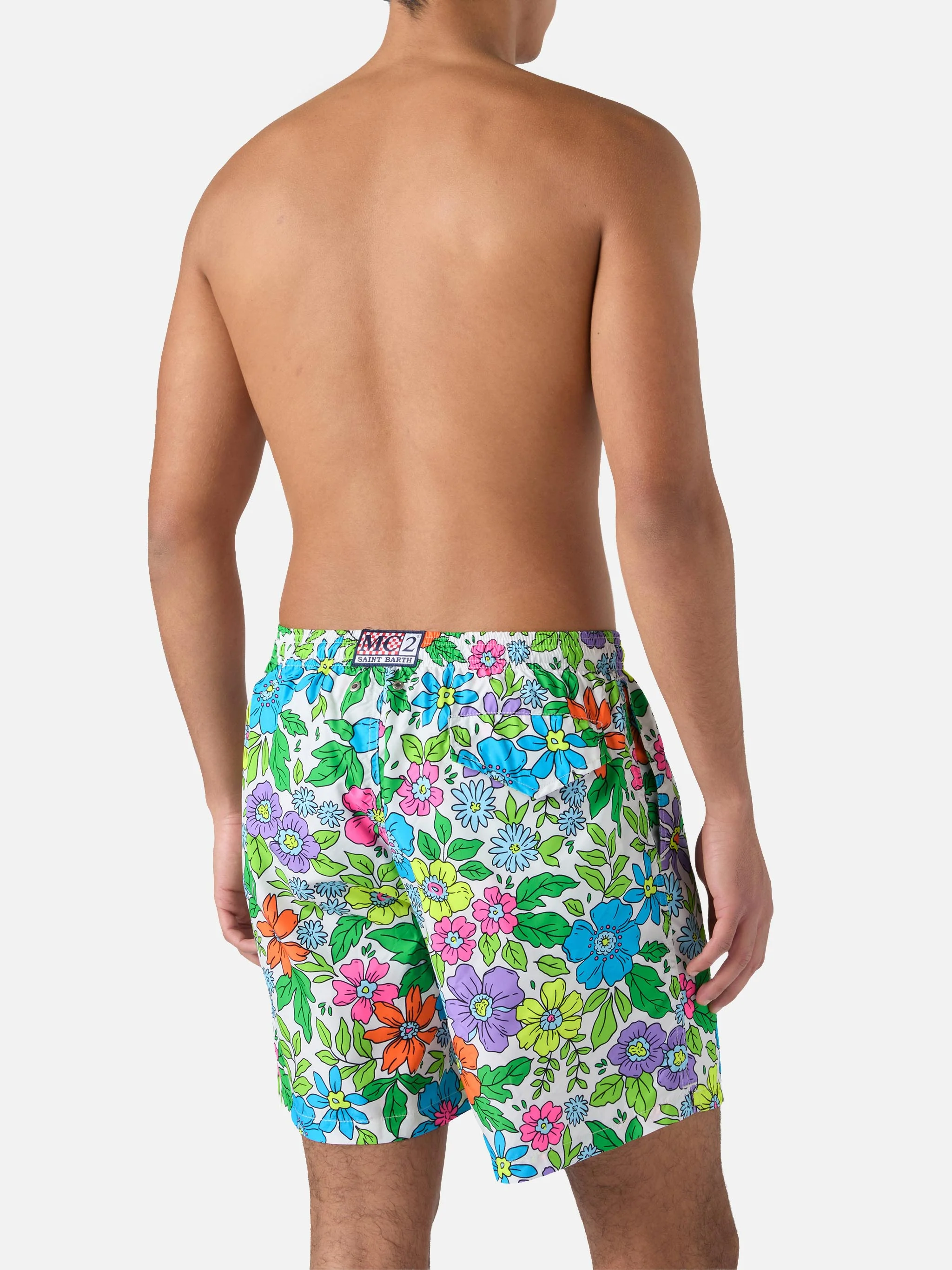 Lightweight fabric swim shorts Lighting with floral print - Image 5