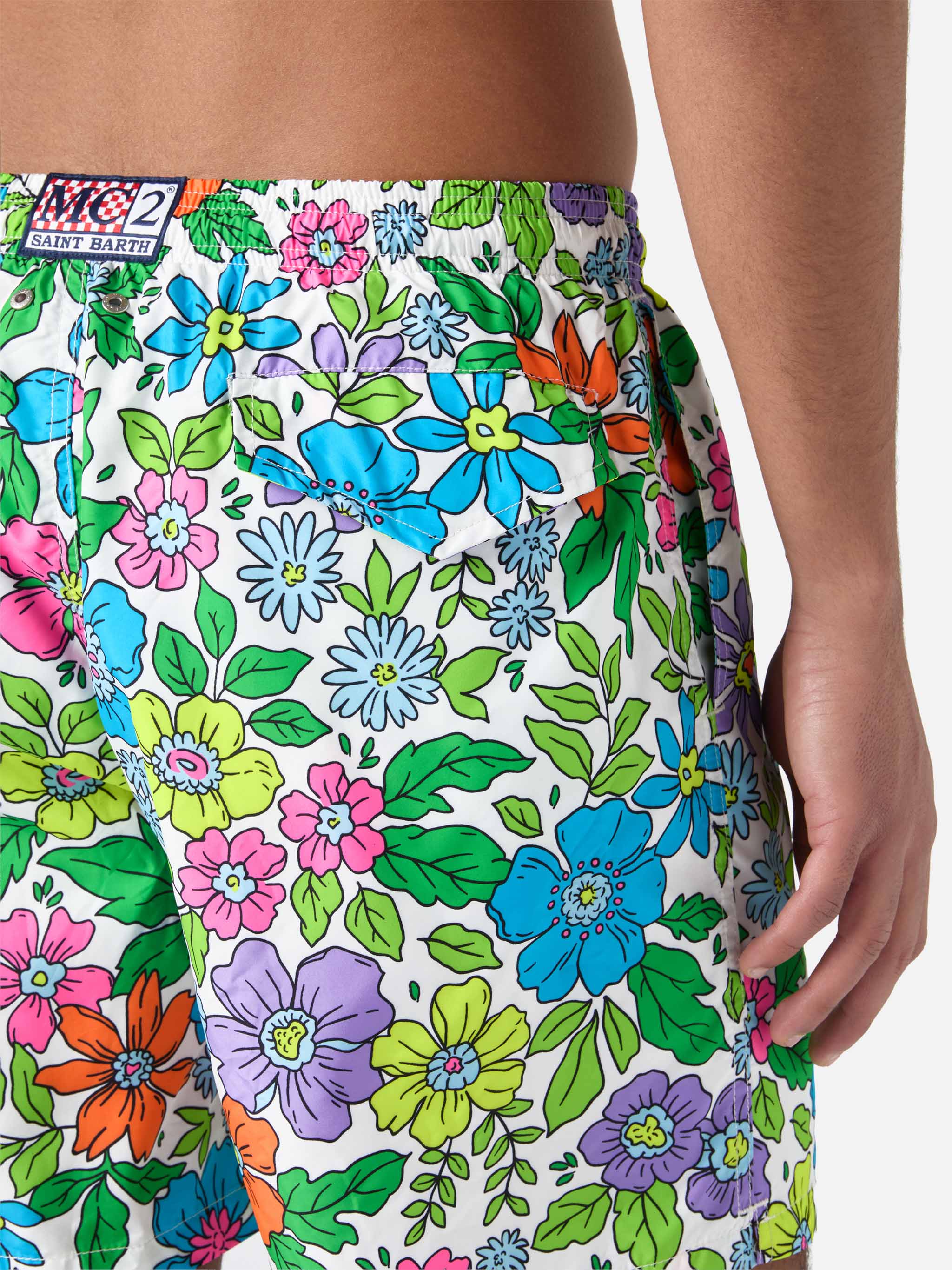 Lightweight fabric swim shorts Lighting with floral print - Image 6