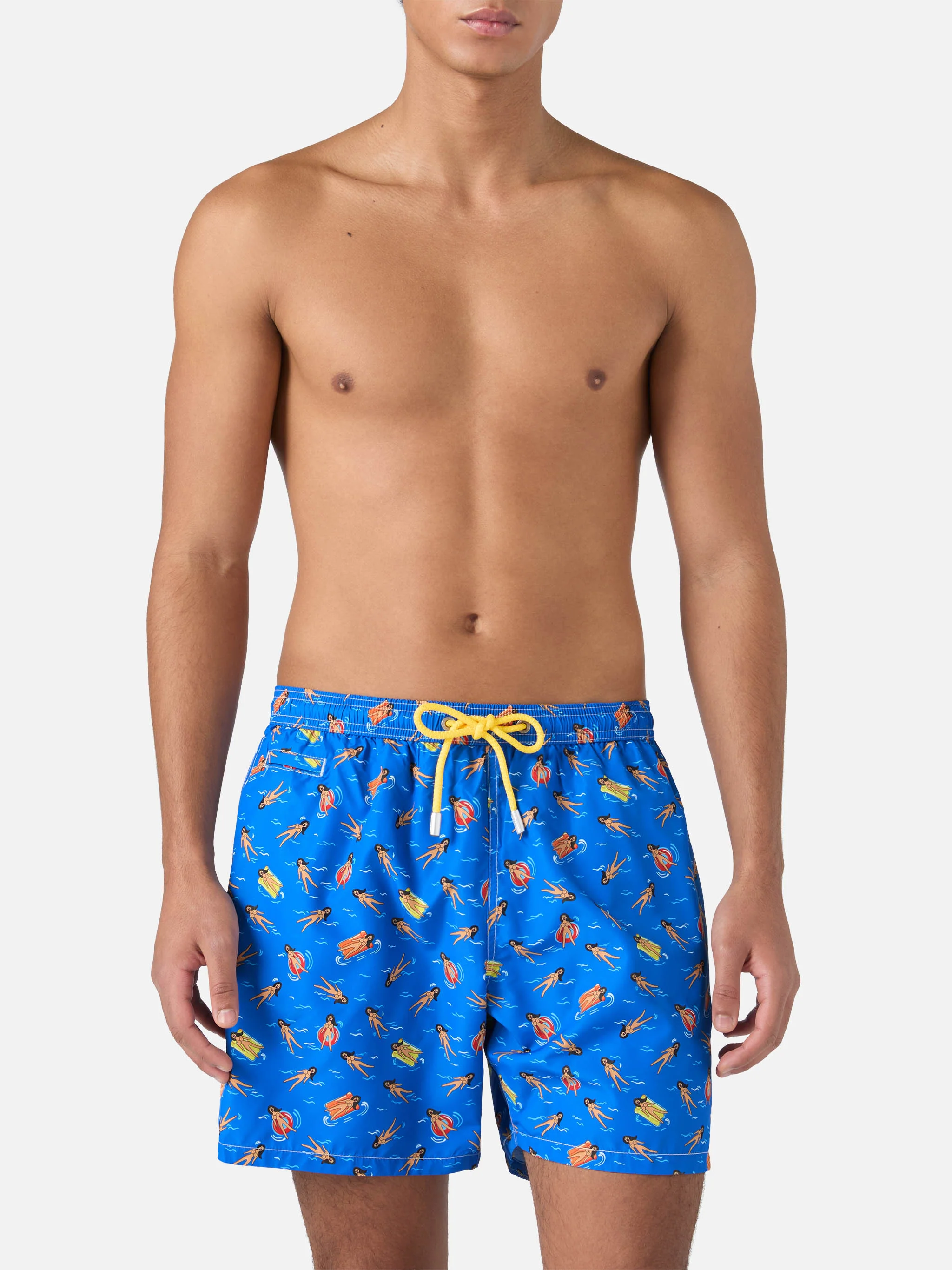 Lightweight fabric swim shorts Lighting with fun doll print - Image 3