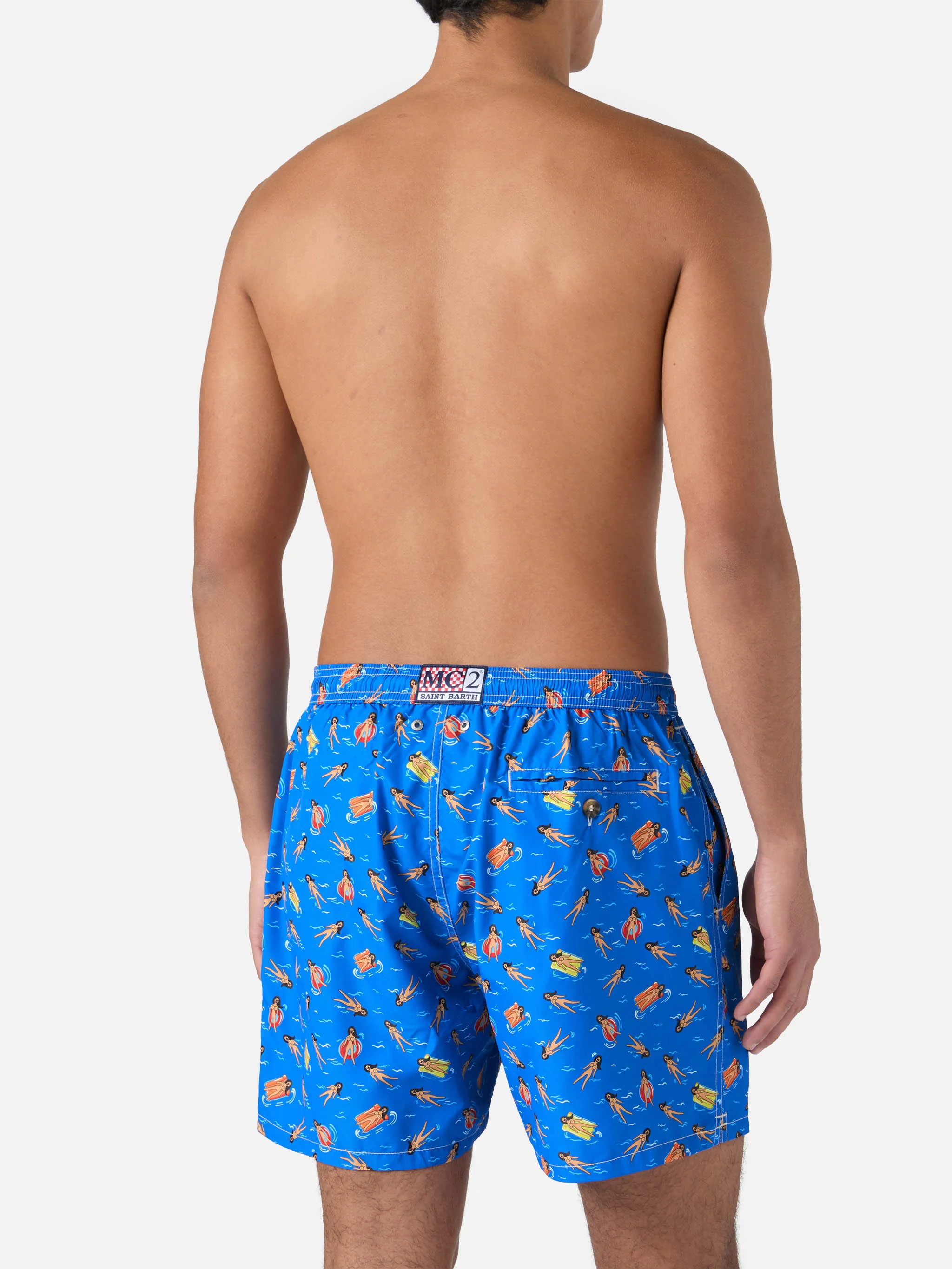 Lightweight fabric swim shorts Lighting with fun doll print - Image 5
