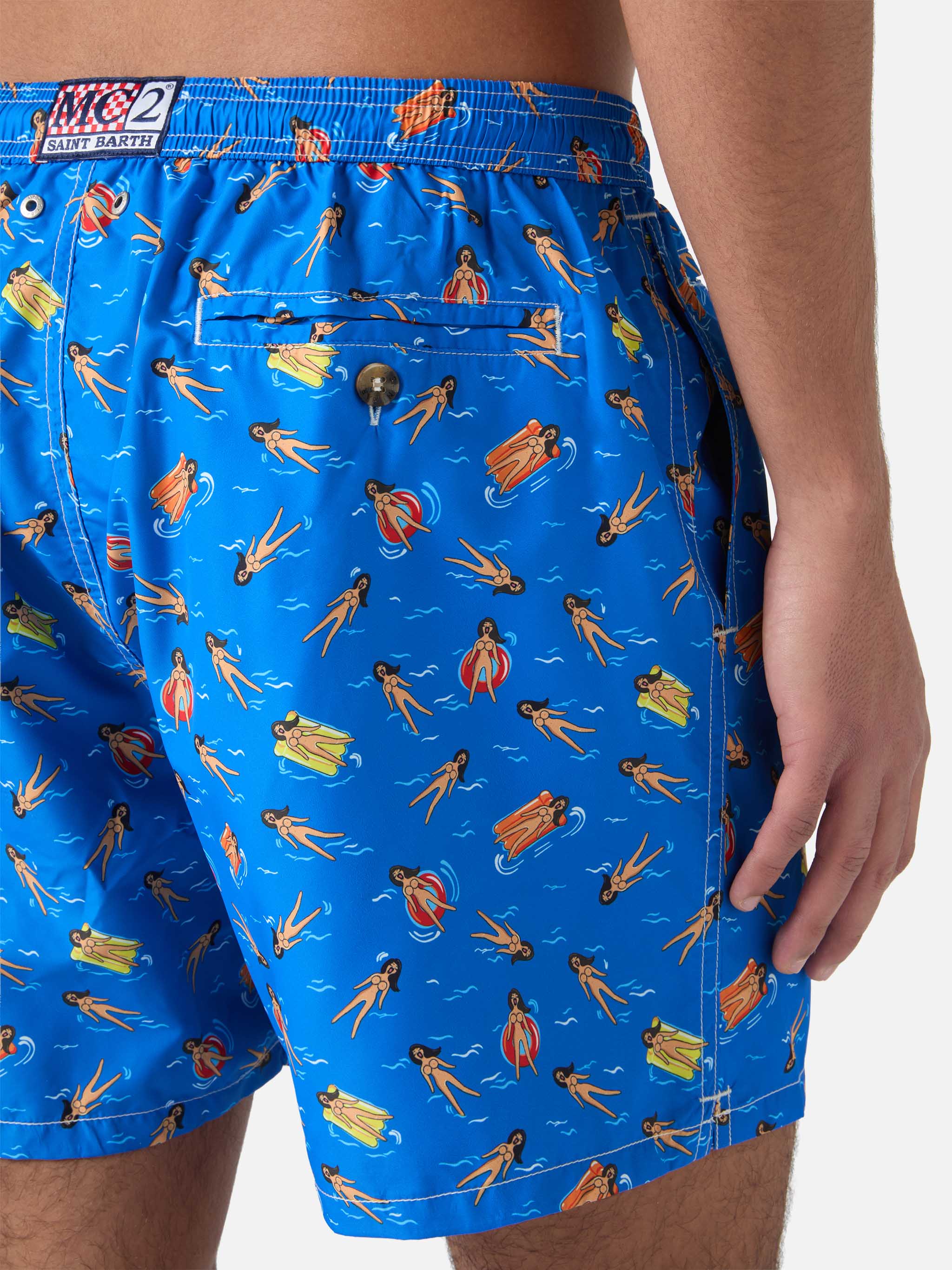 Lightweight fabric swim shorts Lighting with fun doll print - Image 6
