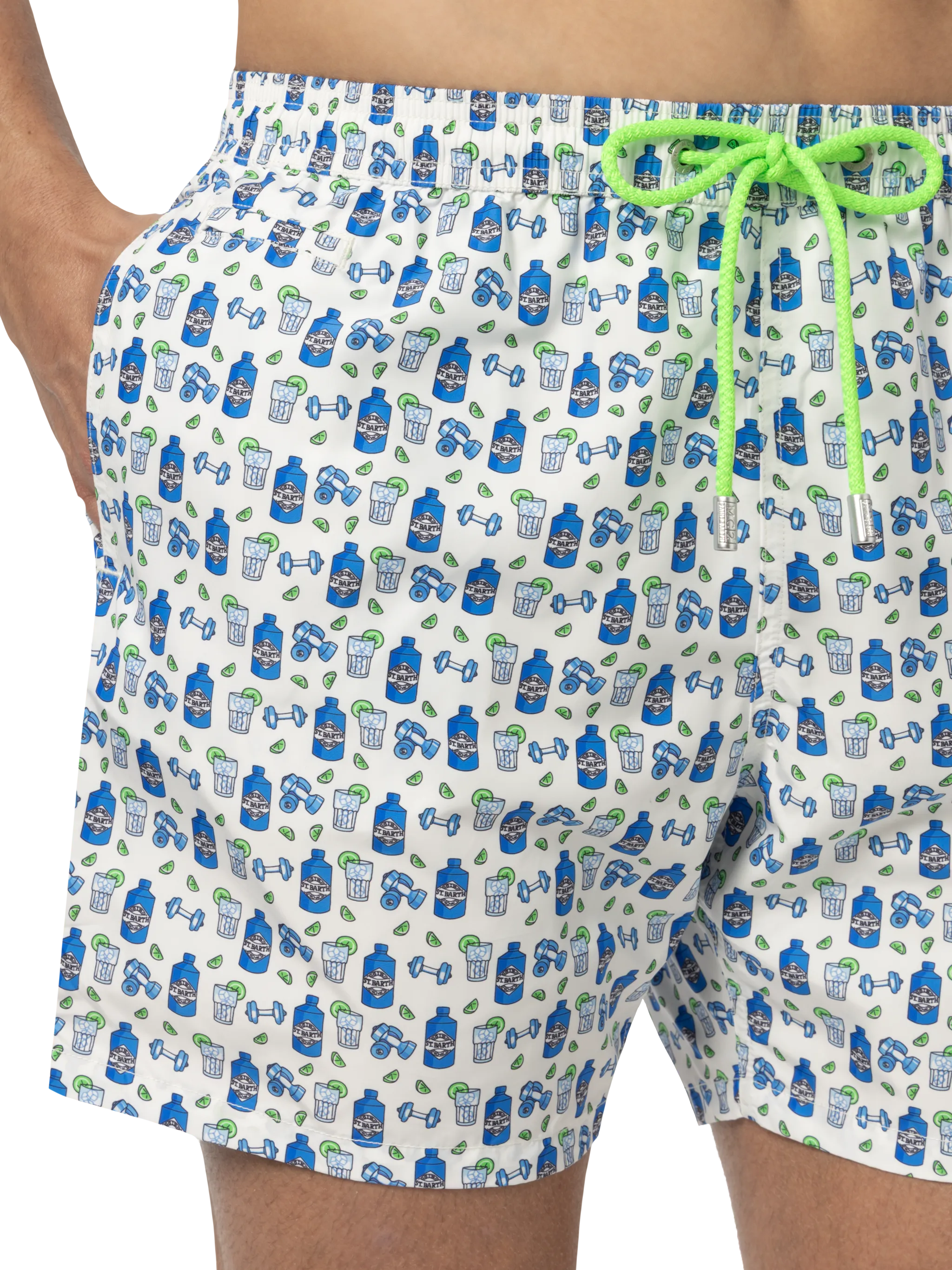 Lightweight fabric swim shorts Lighting with gin gym print - Image 5
