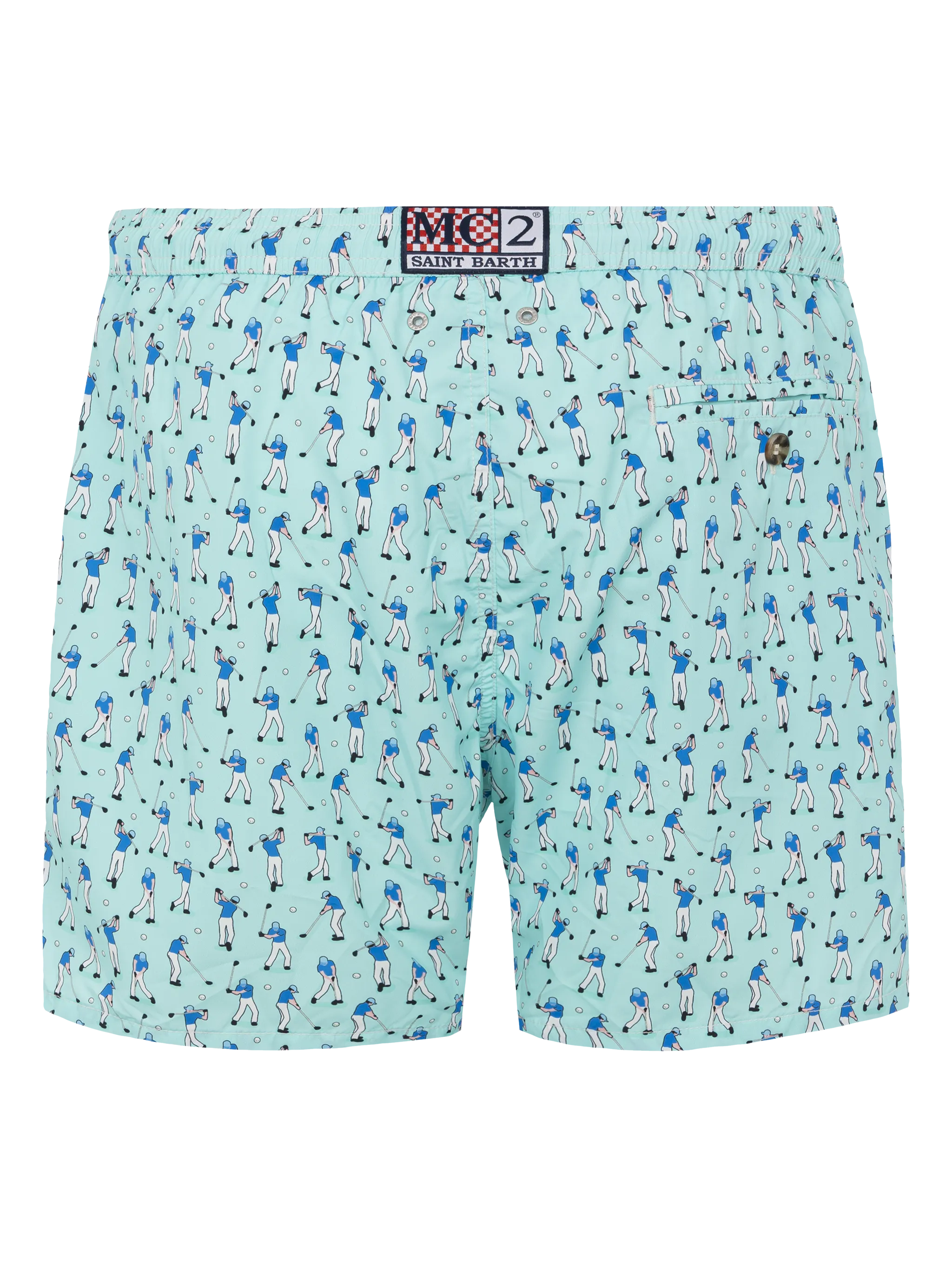 Lightweight fabric swim shorts Lighting with golf players print - Image 2