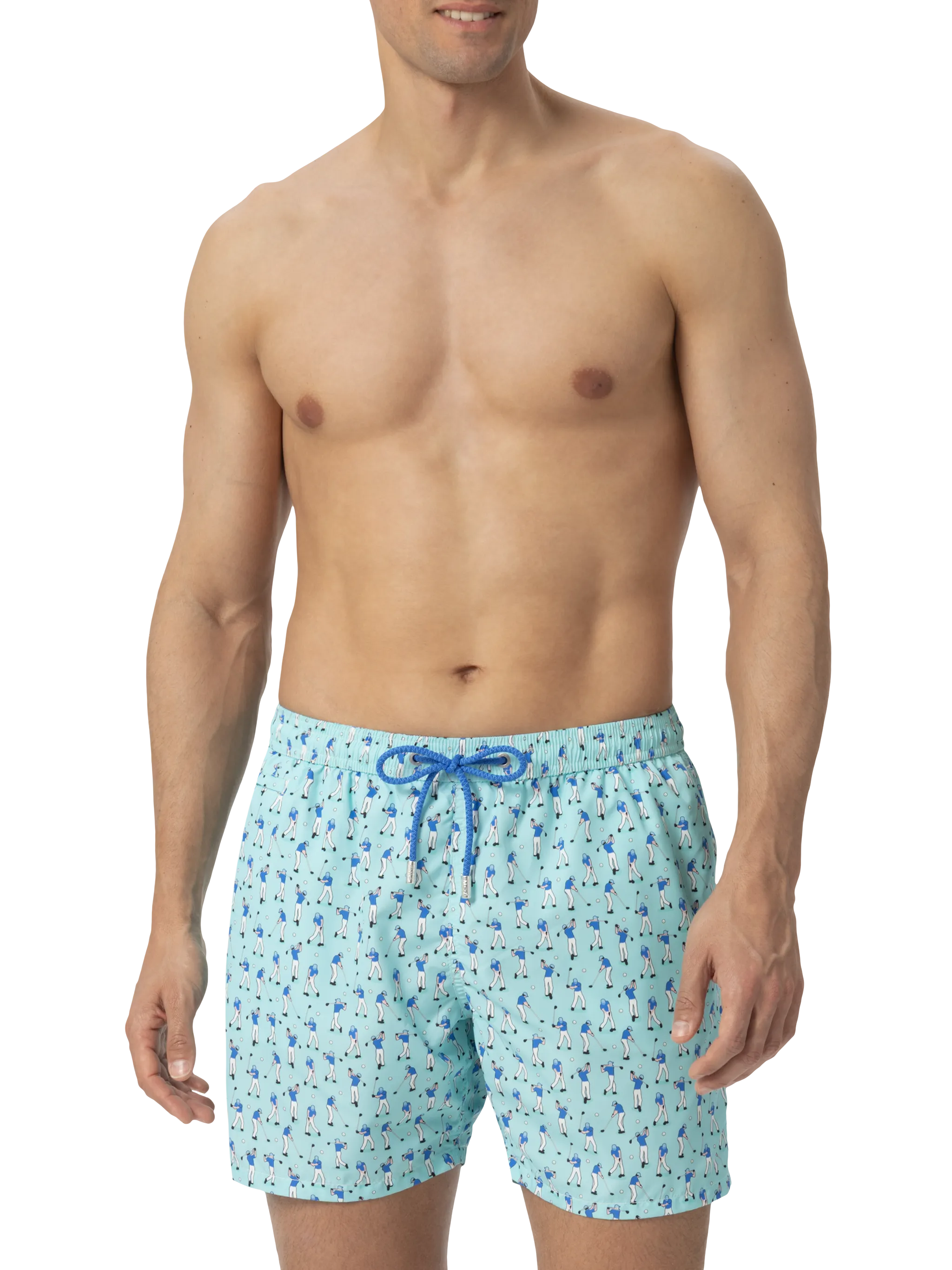 Lightweight fabric swim shorts Lighting with golf players print - Image 3