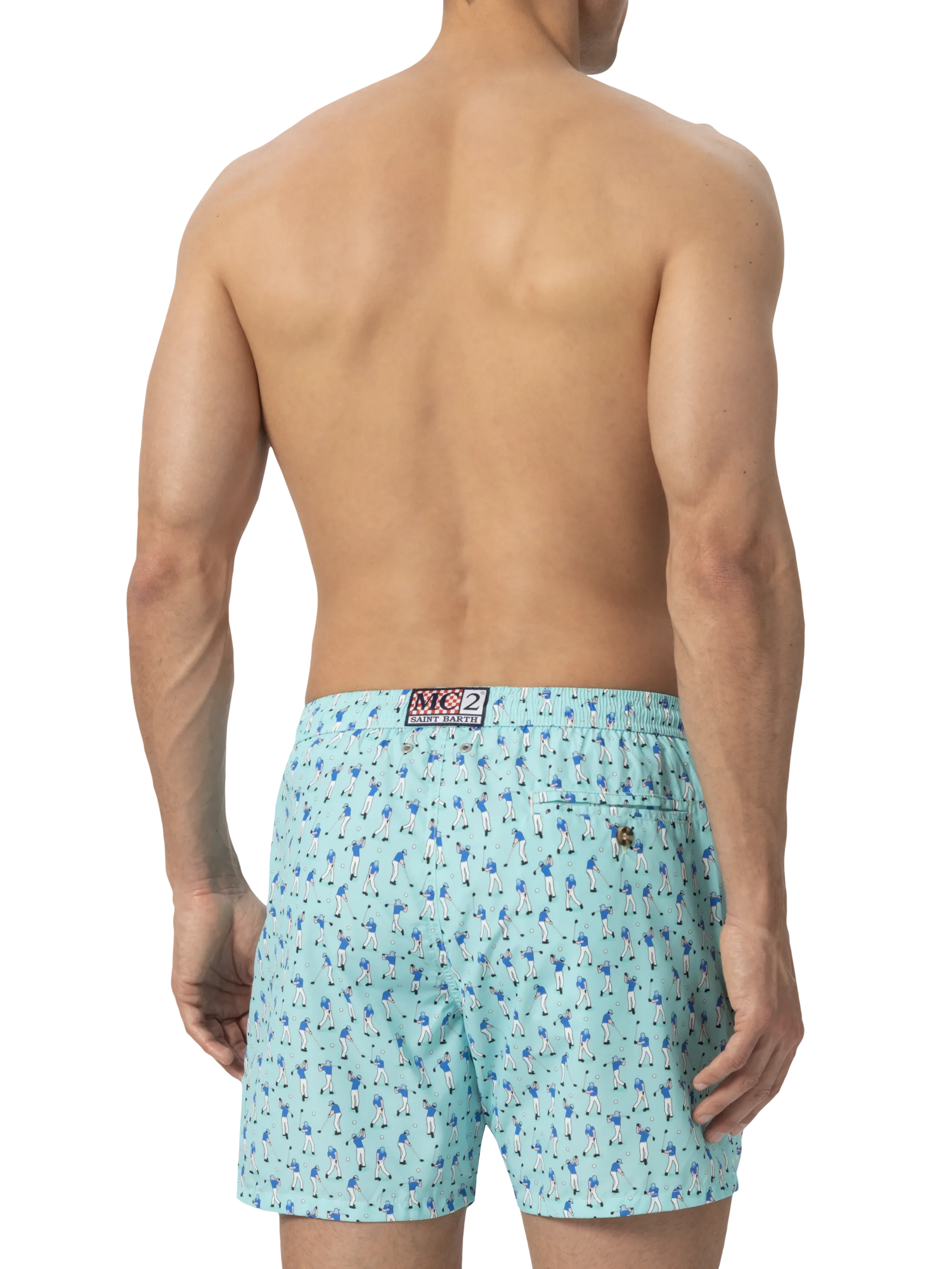 Lightweight fabric swim shorts Lighting with golf players print - Image 4