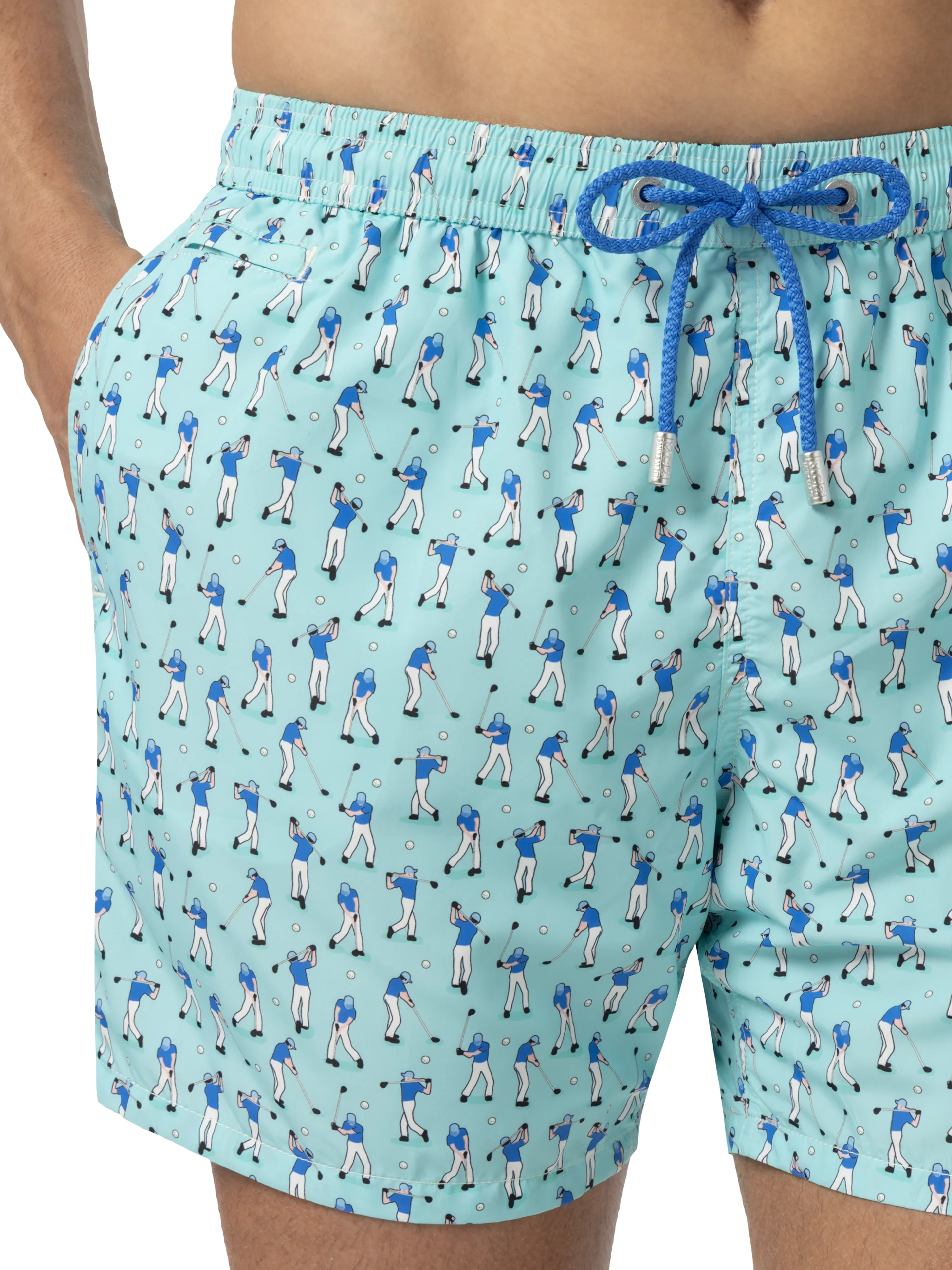 Lightweight fabric swim shorts Lighting with golf players print - Image 5