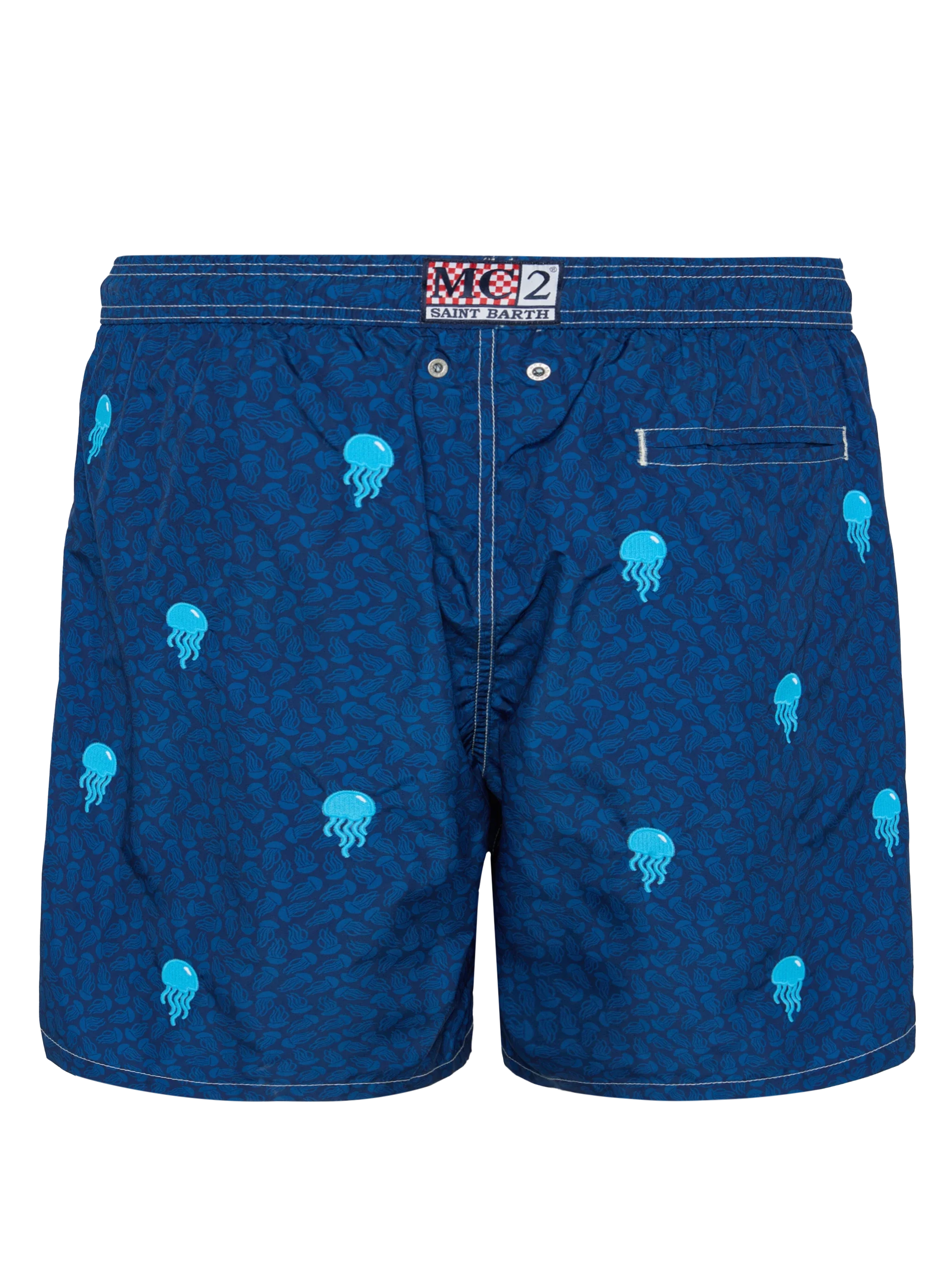Lightweight fabric swim-shorts Lighting with jelly fish embroidery - Image 2