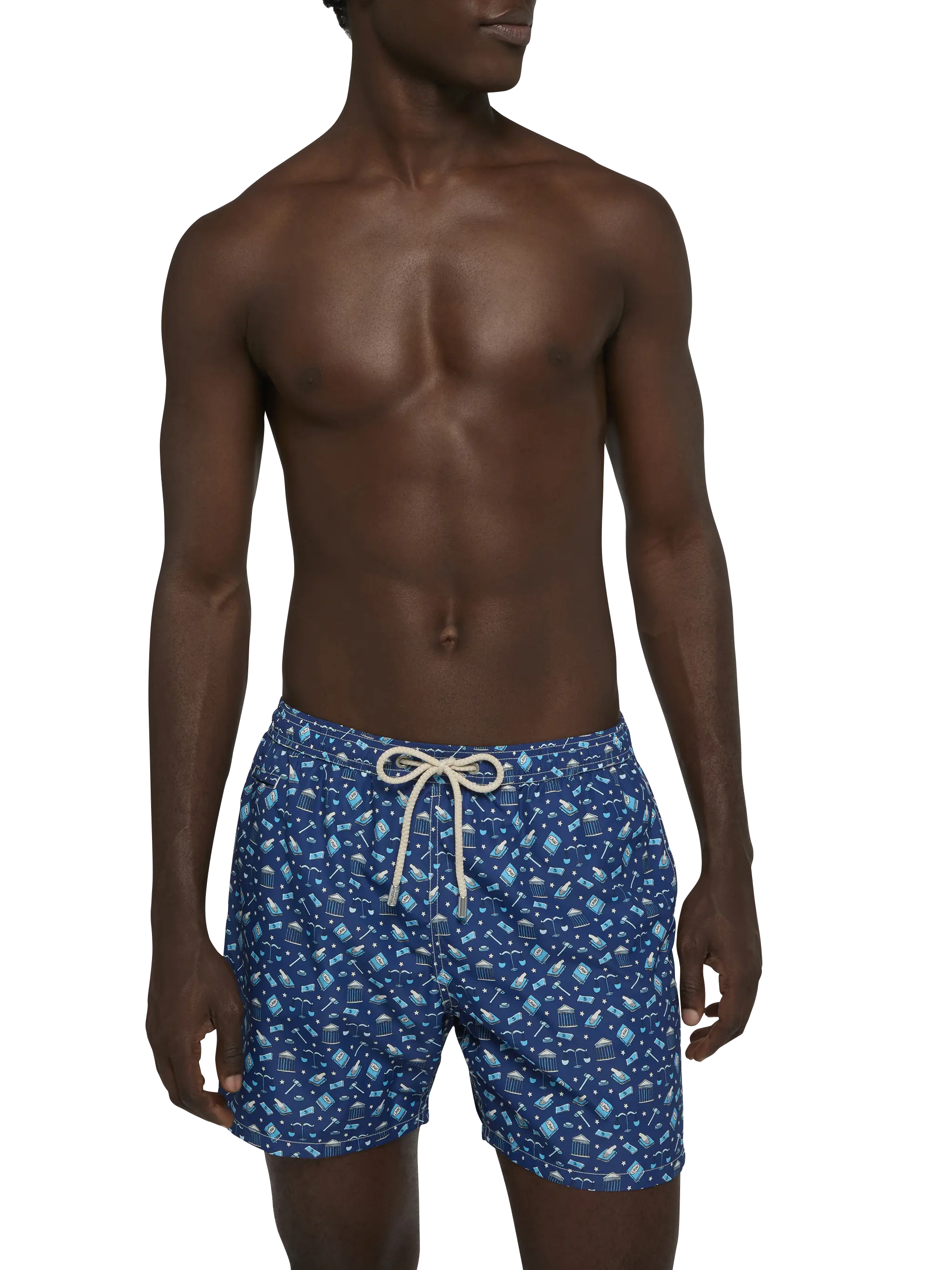 Lightweight fabric swim shorts Lighting with lawyer mood print - Image 3