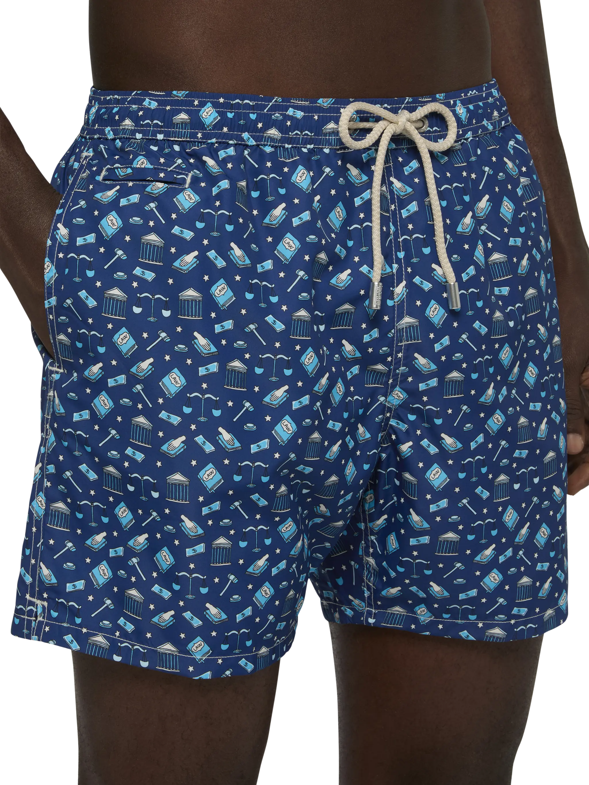 Lightweight fabric swim shorts Lighting with lawyer mood print - Image 4