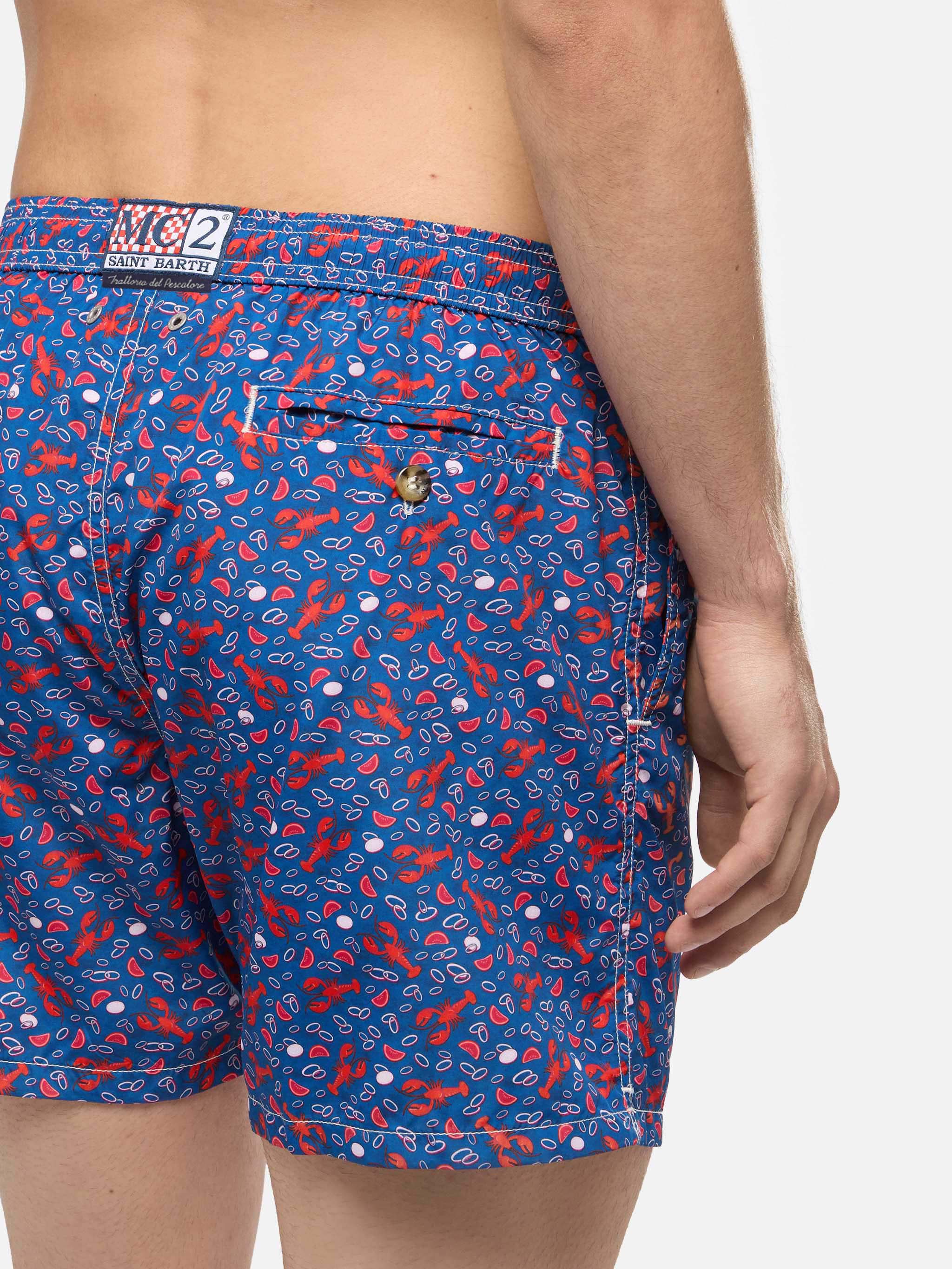 Lightweight fabric swim shorts Lighting with lobster print | TRATTORIA DEL PESCATORE - Image 6