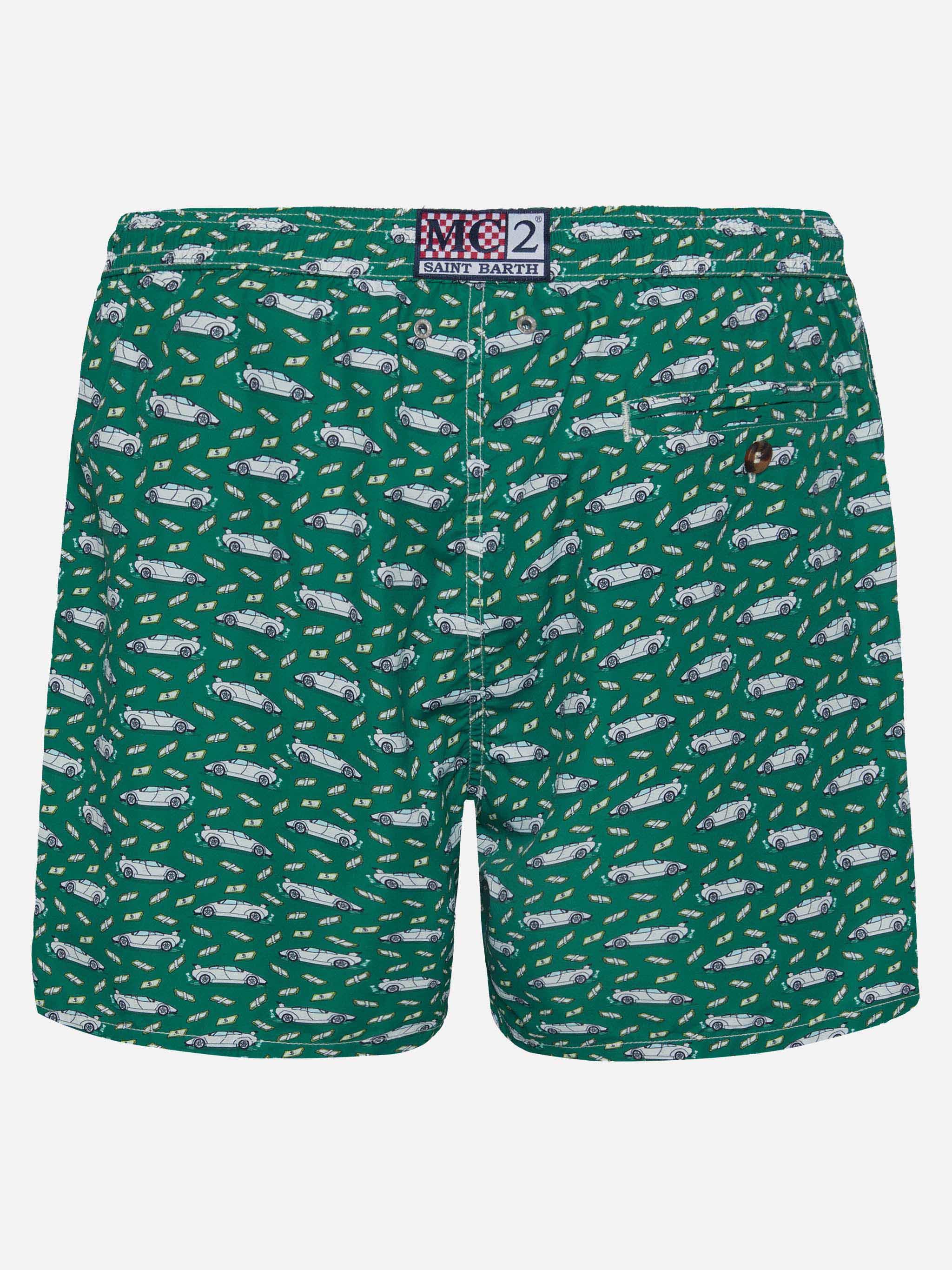 Lightweight fabric swim shorts Lighting with luxury car print - Image 2
