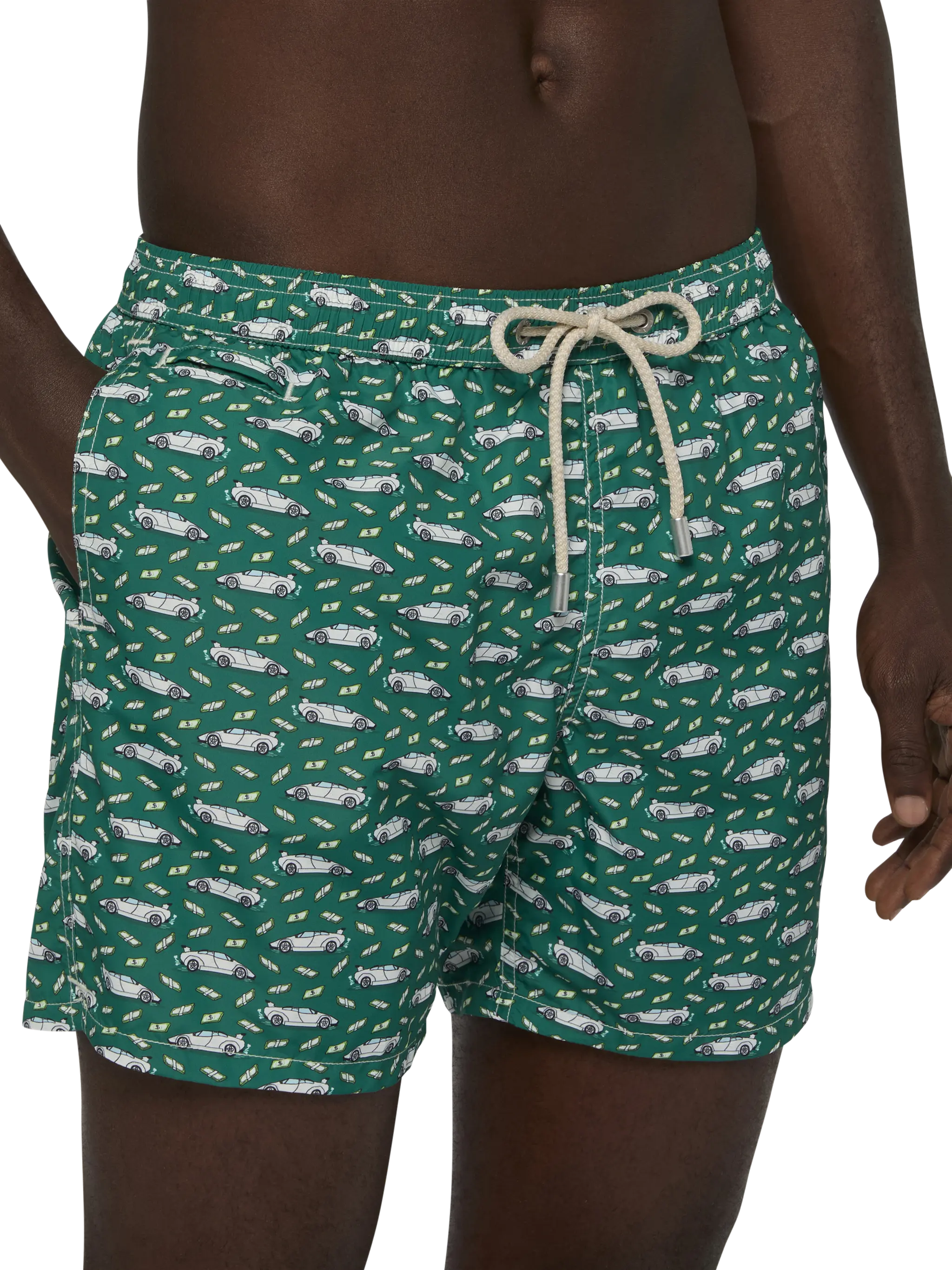 Lightweight fabric swim shorts Lighting with luxury car print - Image 4