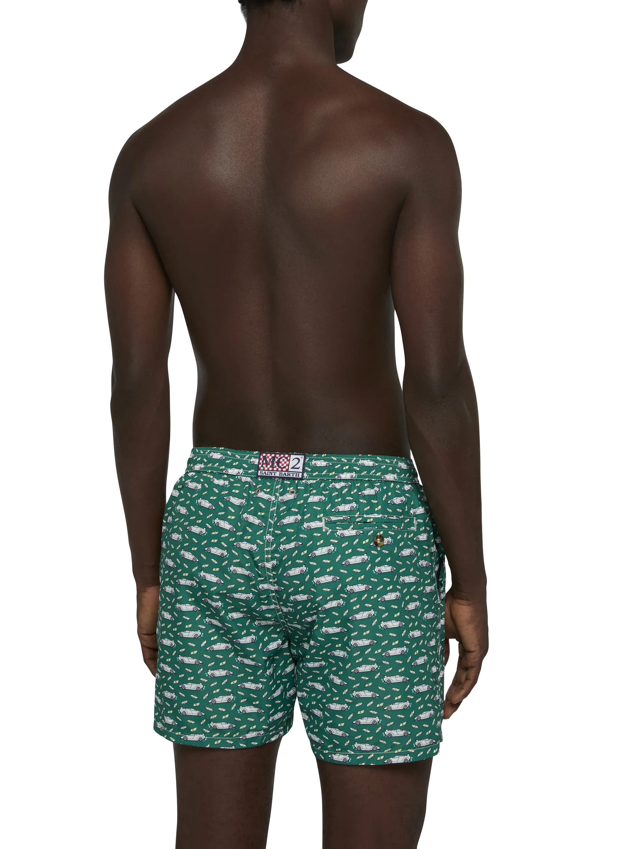 Lightweight fabric swim shorts Lighting with luxury car print - Image 5