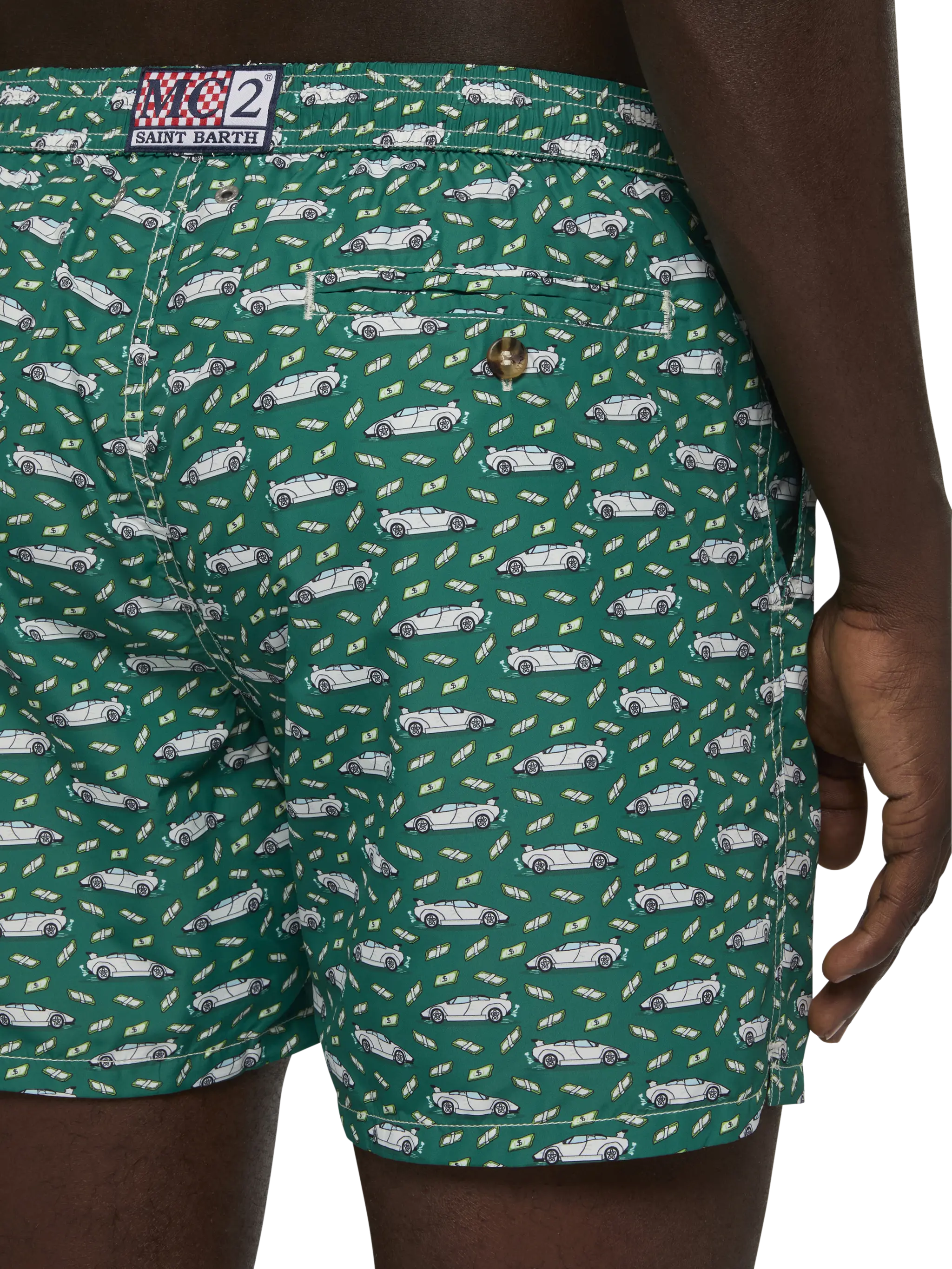 Lightweight fabric swim shorts Lighting with luxury car print - Image 6