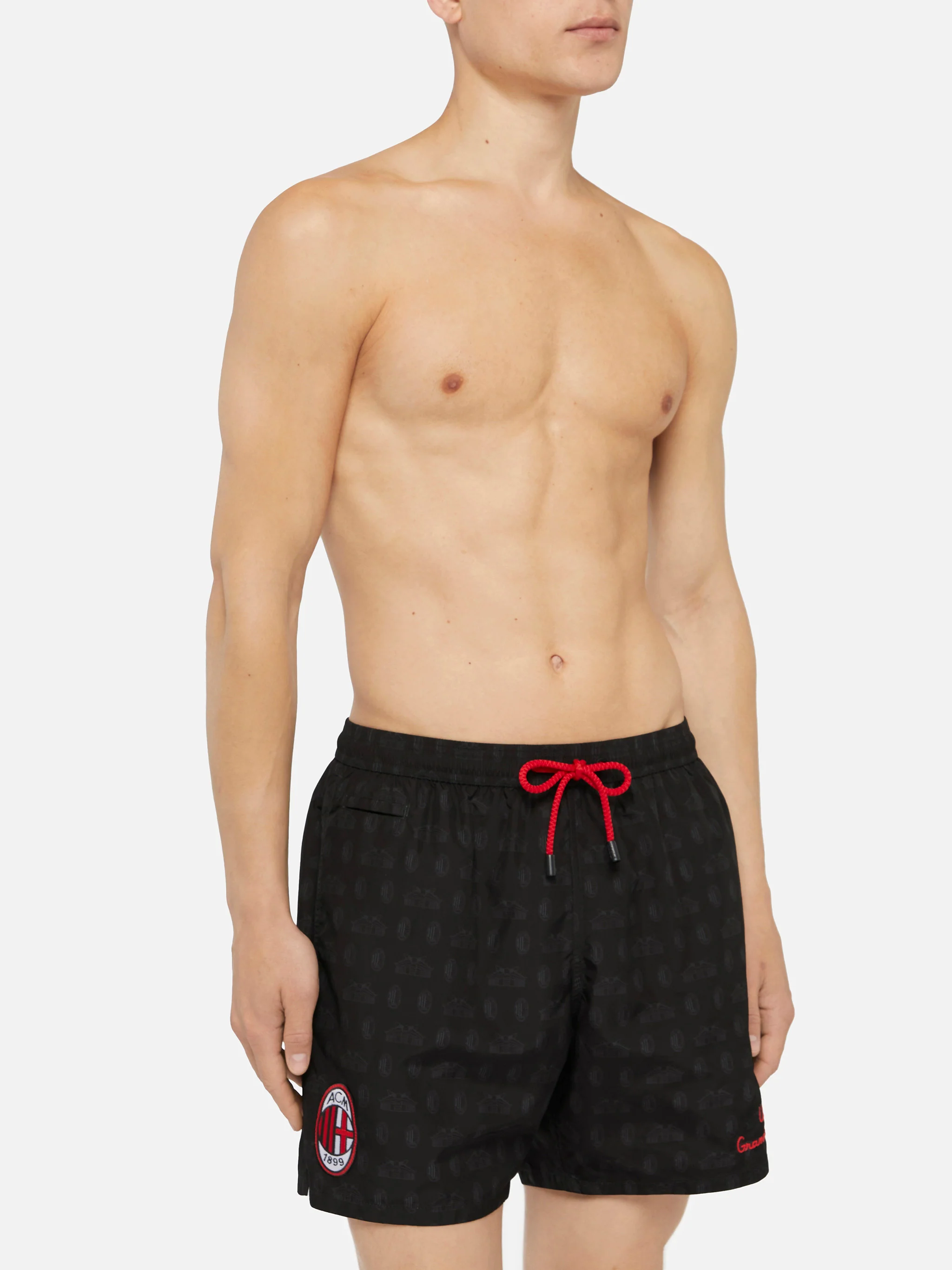 Lightweight fabric swim shorts Lighting with Milan print | AC MILAN SPECIAL EDITION - Image 3
