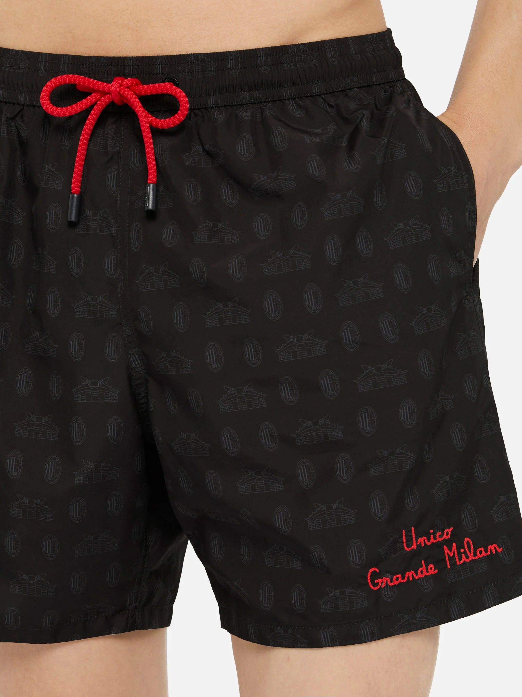 Lightweight fabric swim shorts Lighting with Milan print | AC MILAN SPECIAL EDITION - Image 4