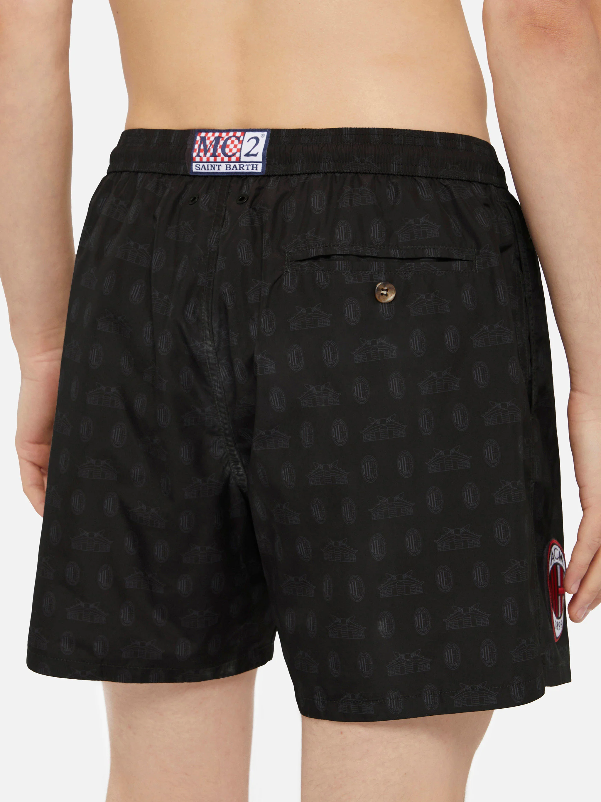 Lightweight fabric swim shorts Lighting with Milan print | AC MILAN SPECIAL EDITION - Image 6