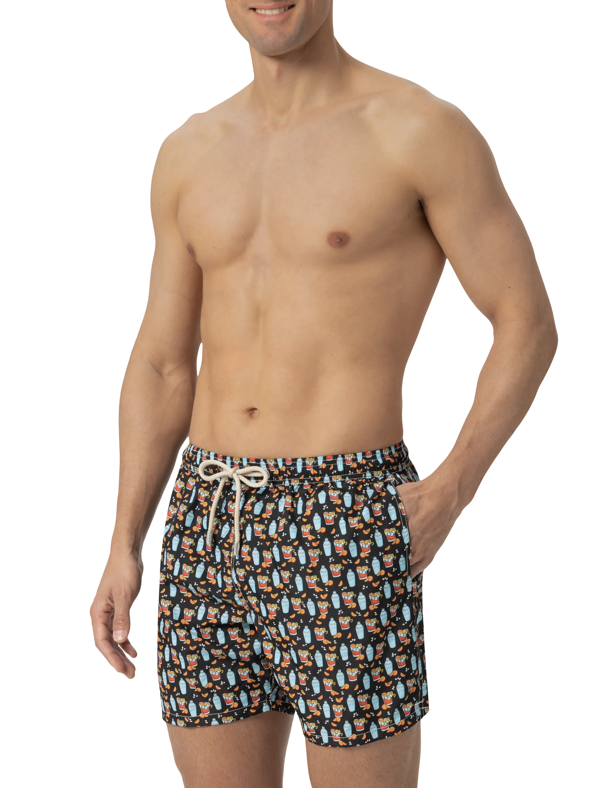 Lightweight fabric swim shorts Lighting with negroni print - Image 3