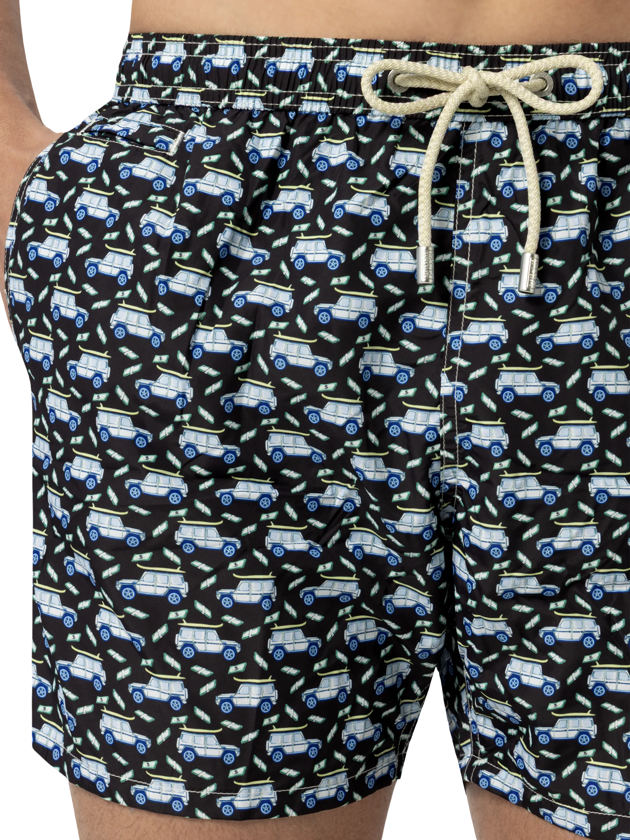Lightweight fabric swim shorts Lighting with off-road car print - Image 5