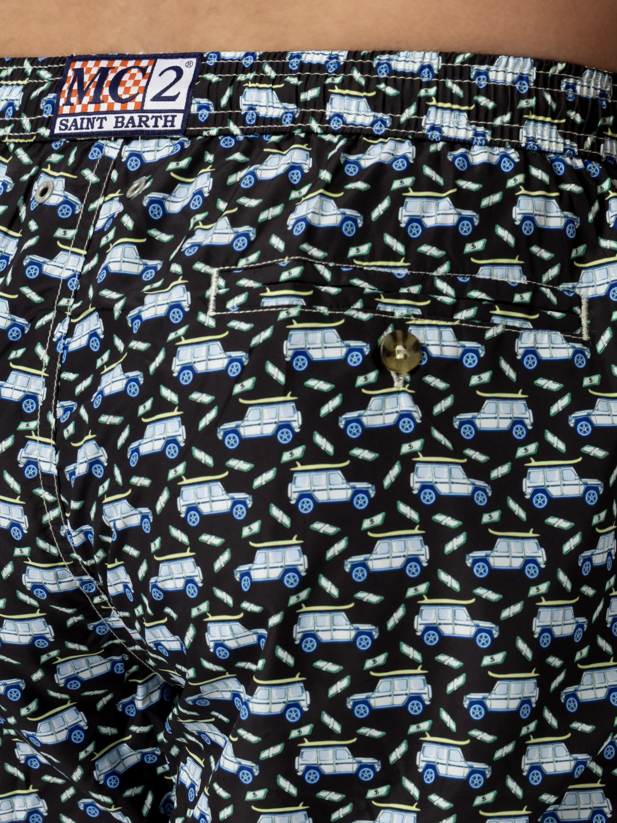 Lightweight fabric swim shorts Lighting with off-road car print - Image 6