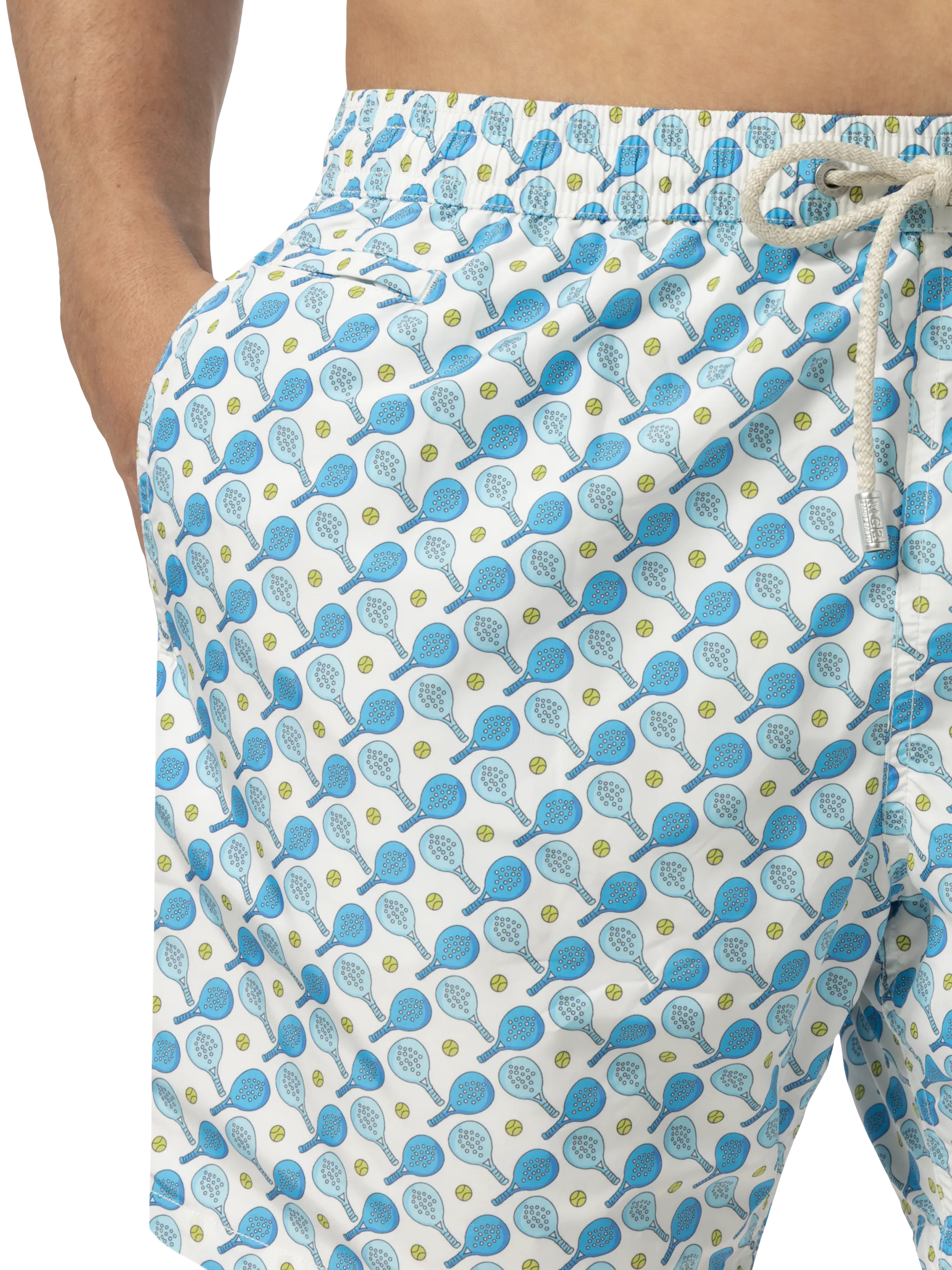 Lightweight fabric swim shorts Lighting with padel print - Image 5