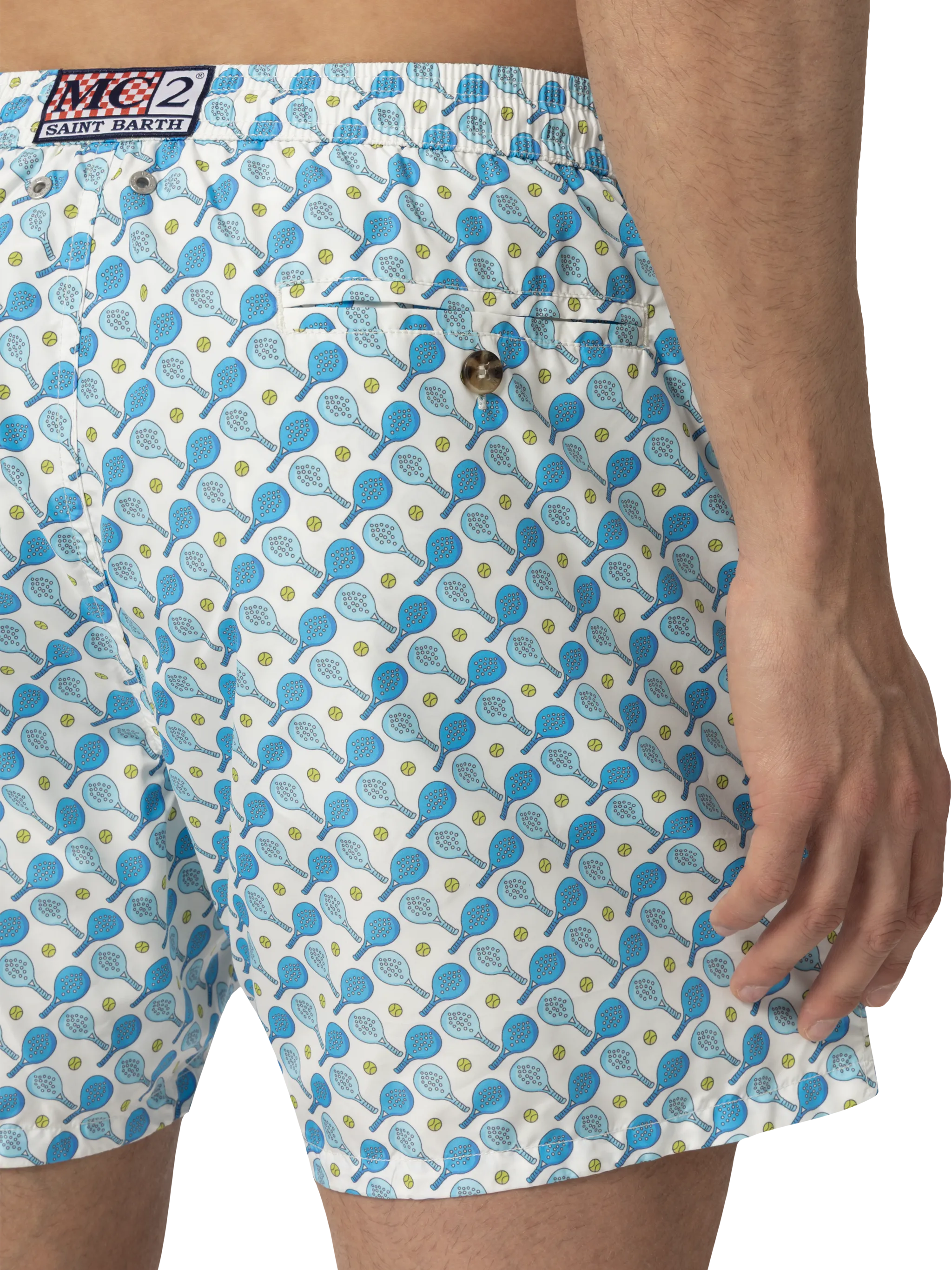 Lightweight fabric swim shorts Lighting with padel print - Image 6