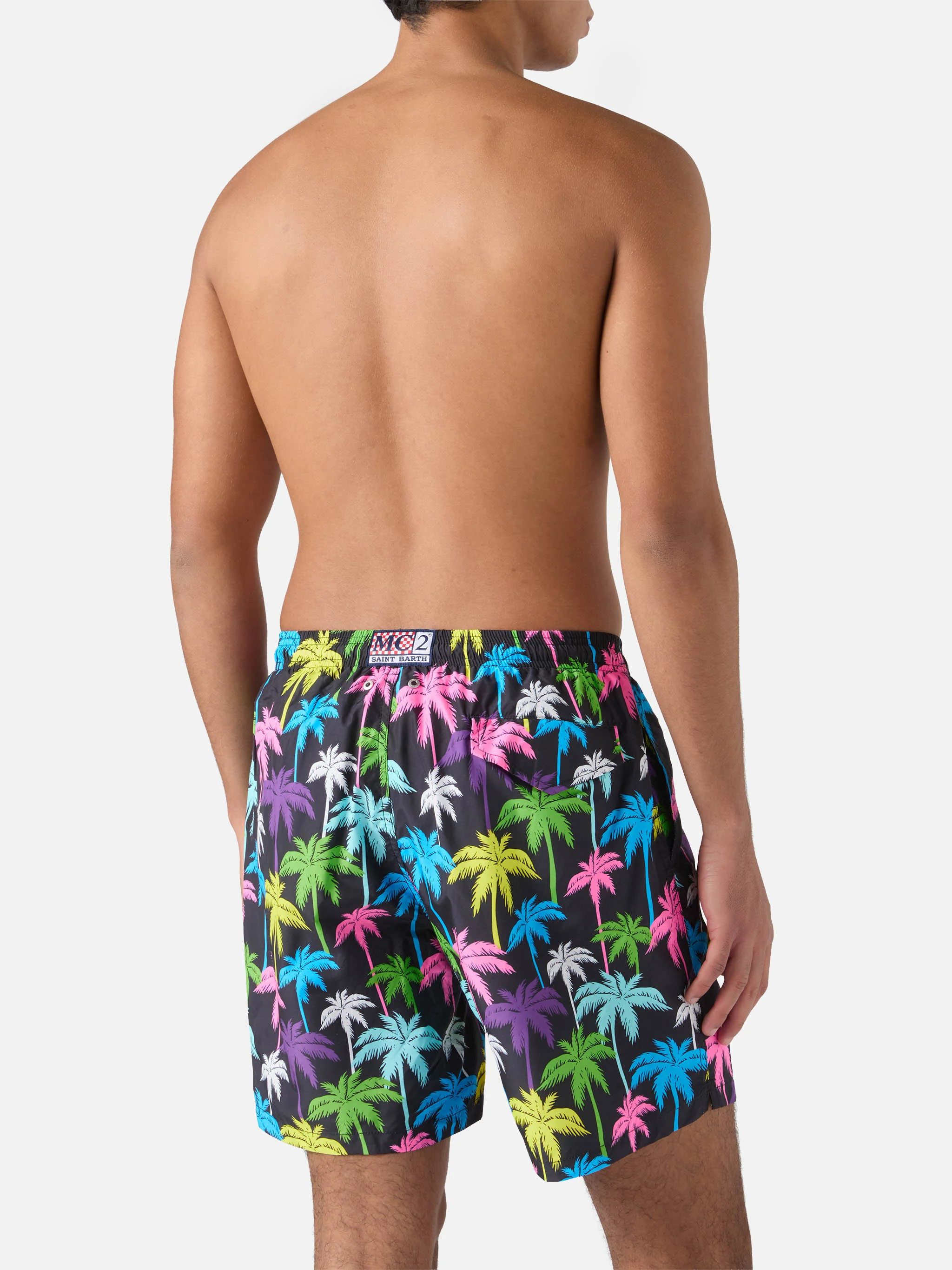 Lightweight fabric swim shorts Lighting with palm print - Image 5
