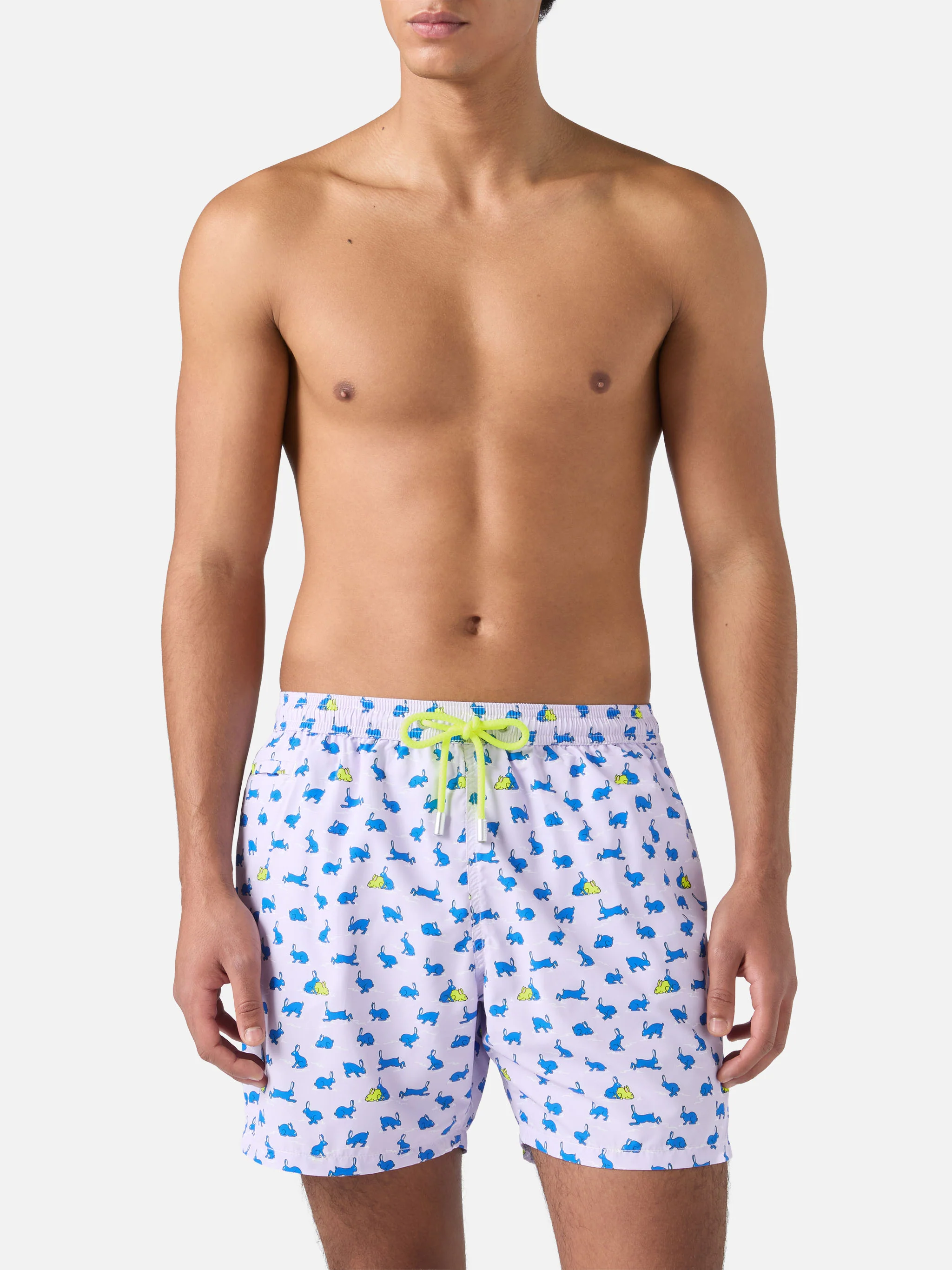 Lightweight fabric swim shorts Lighting with rabbit print - Image 3