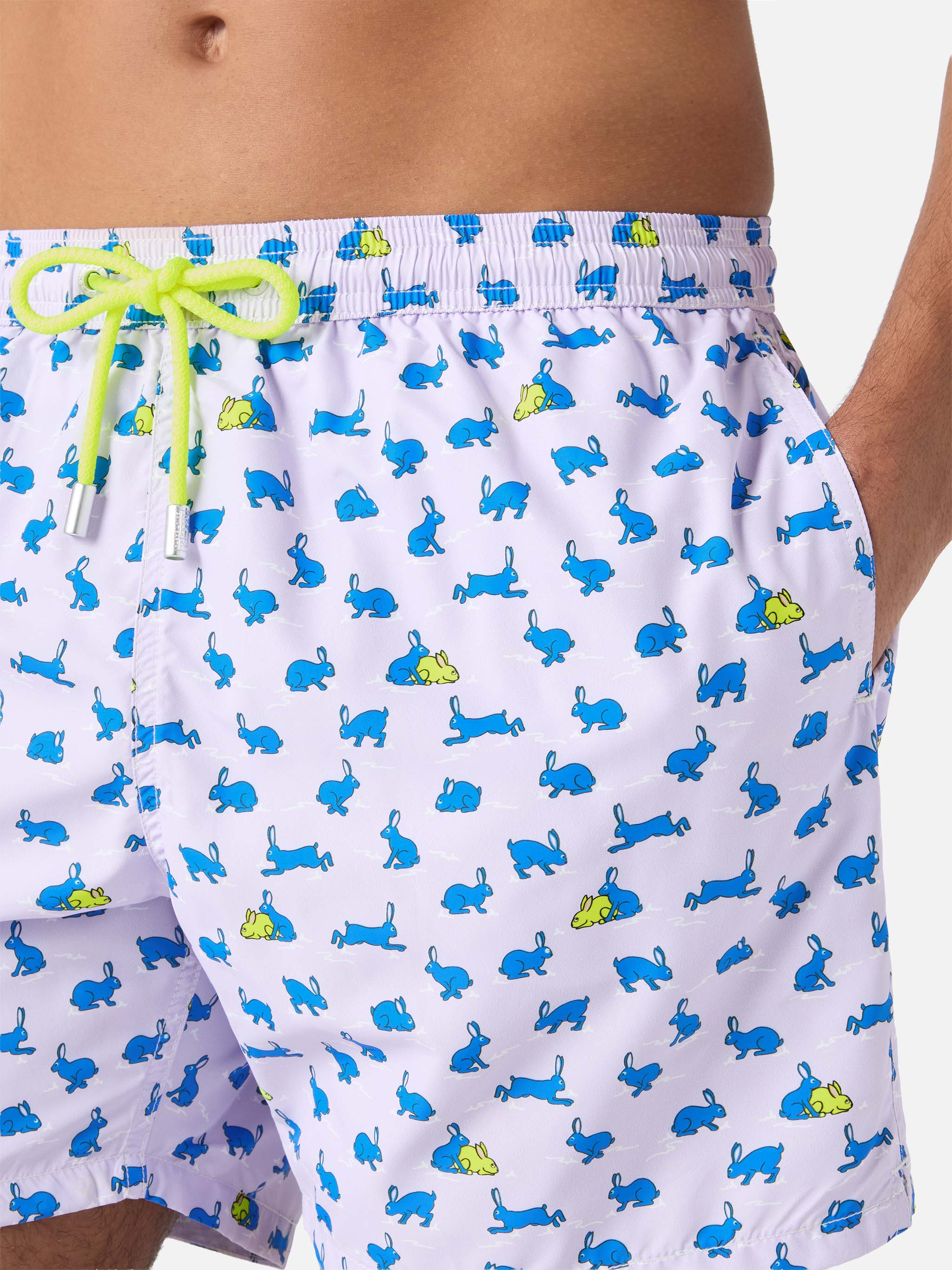 Lightweight fabric swim shorts Lighting with rabbit print - Image 4