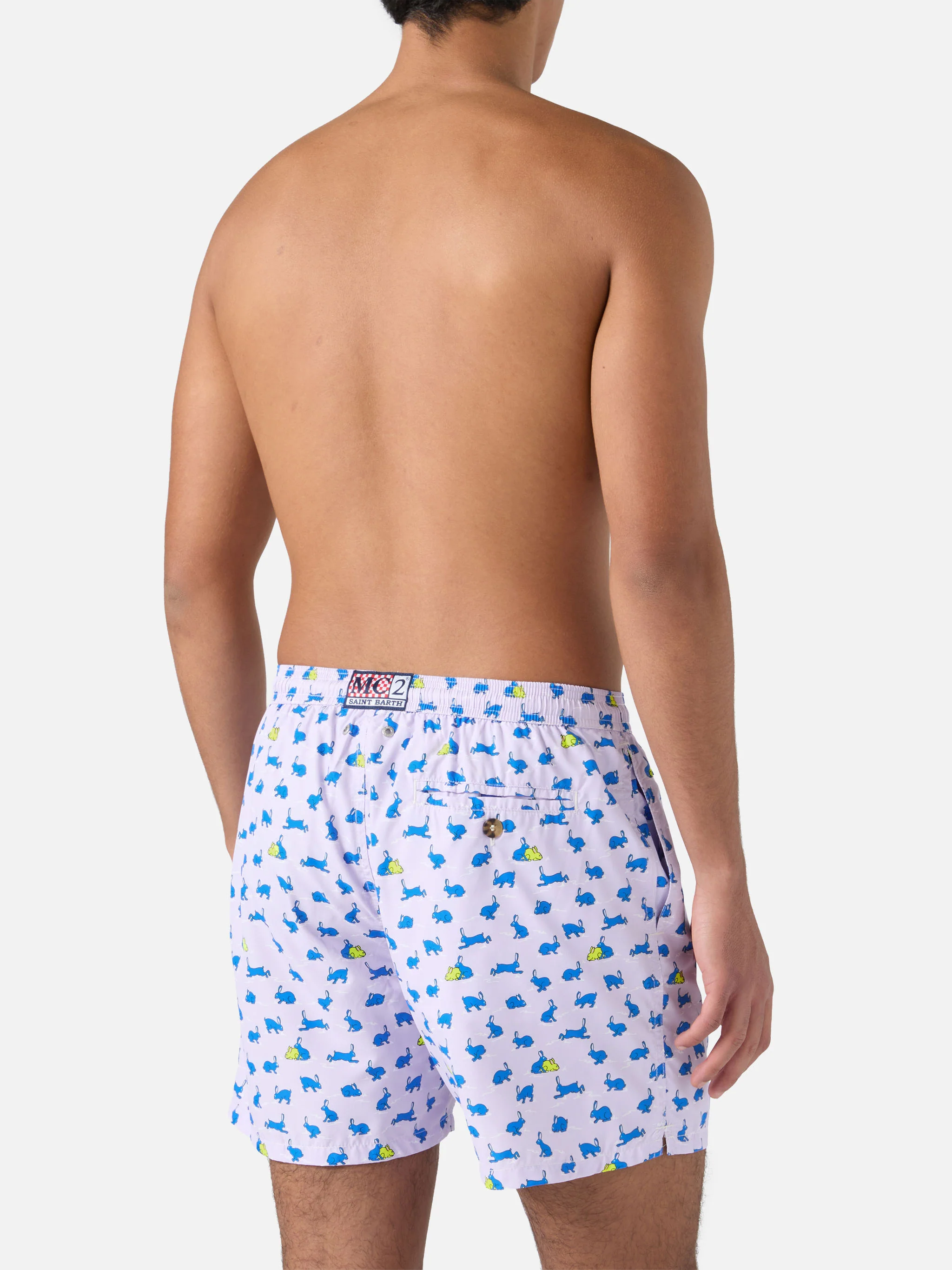 Lightweight fabric swim shorts Lighting with rabbit print - Image 5