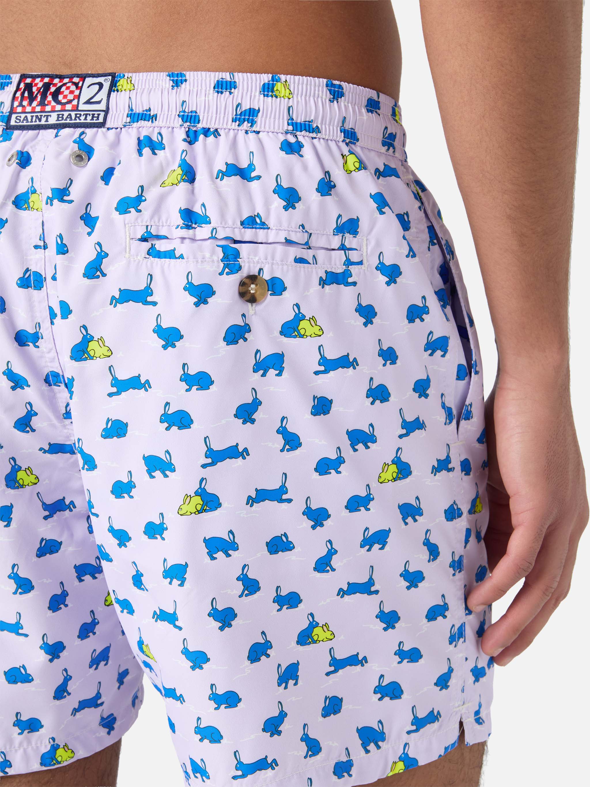 Lightweight fabric swim shorts Lighting with rabbit print - Image 6