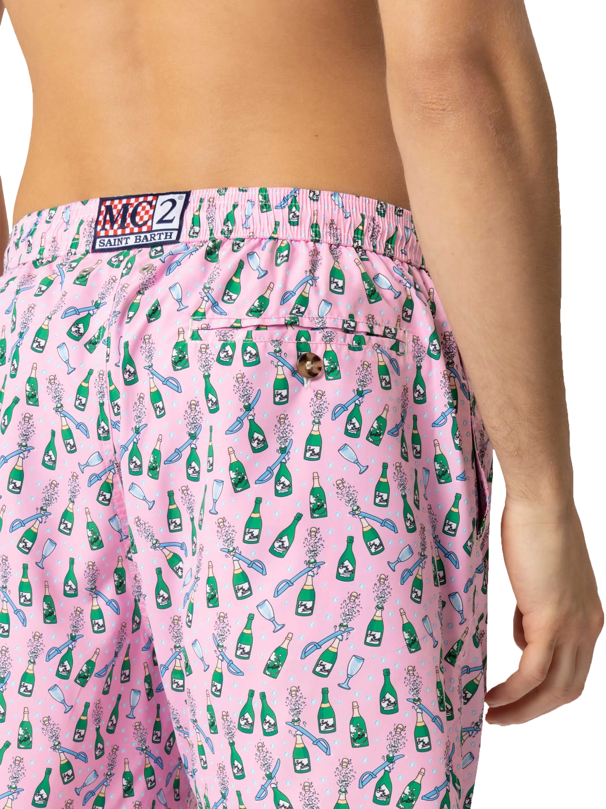 Lightweight fabric swim shorts Lighting with sabrage and bottle print - Image 7