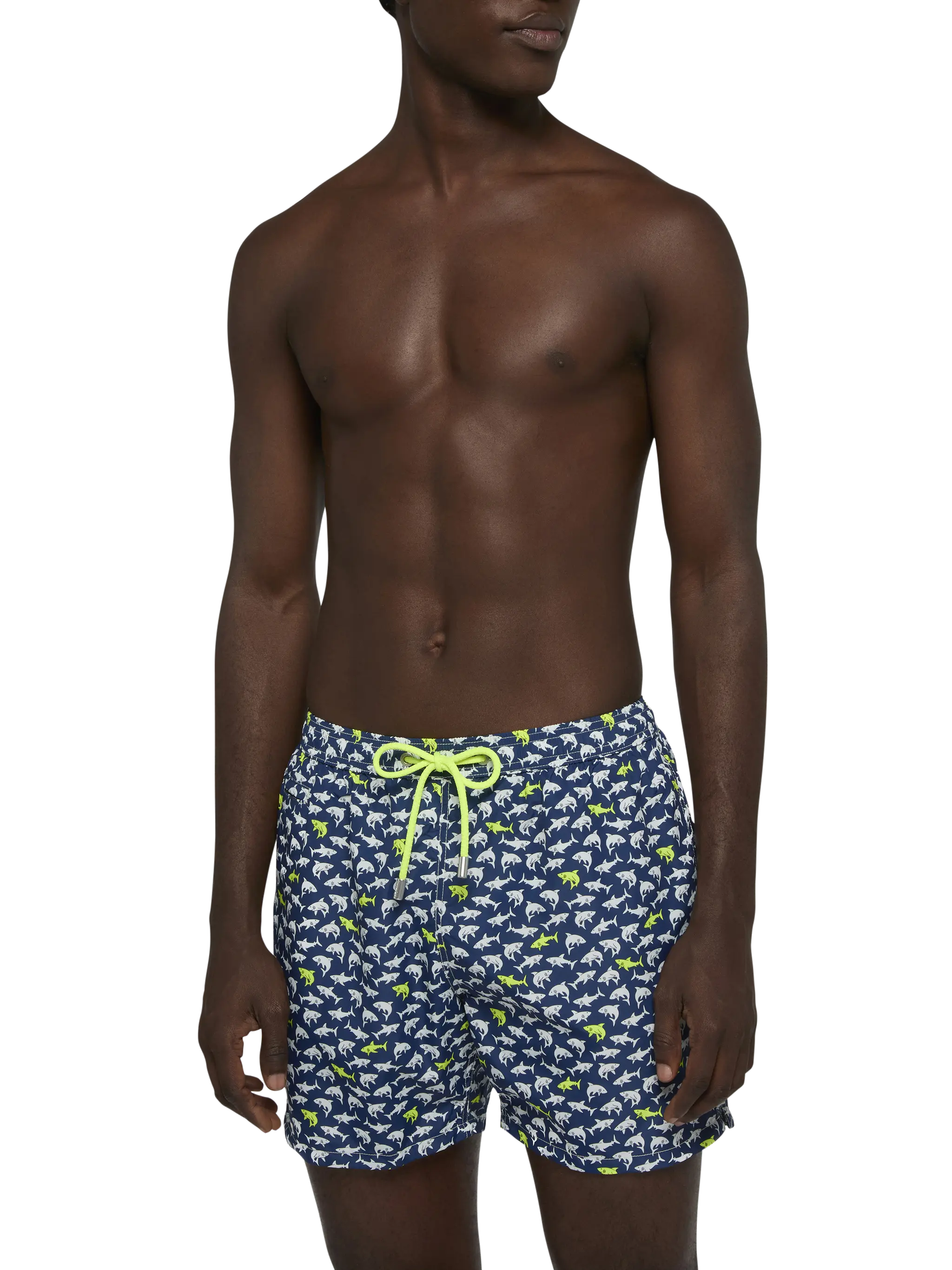Lightweight fabric swim shorts Lighting with shark print - Image 3