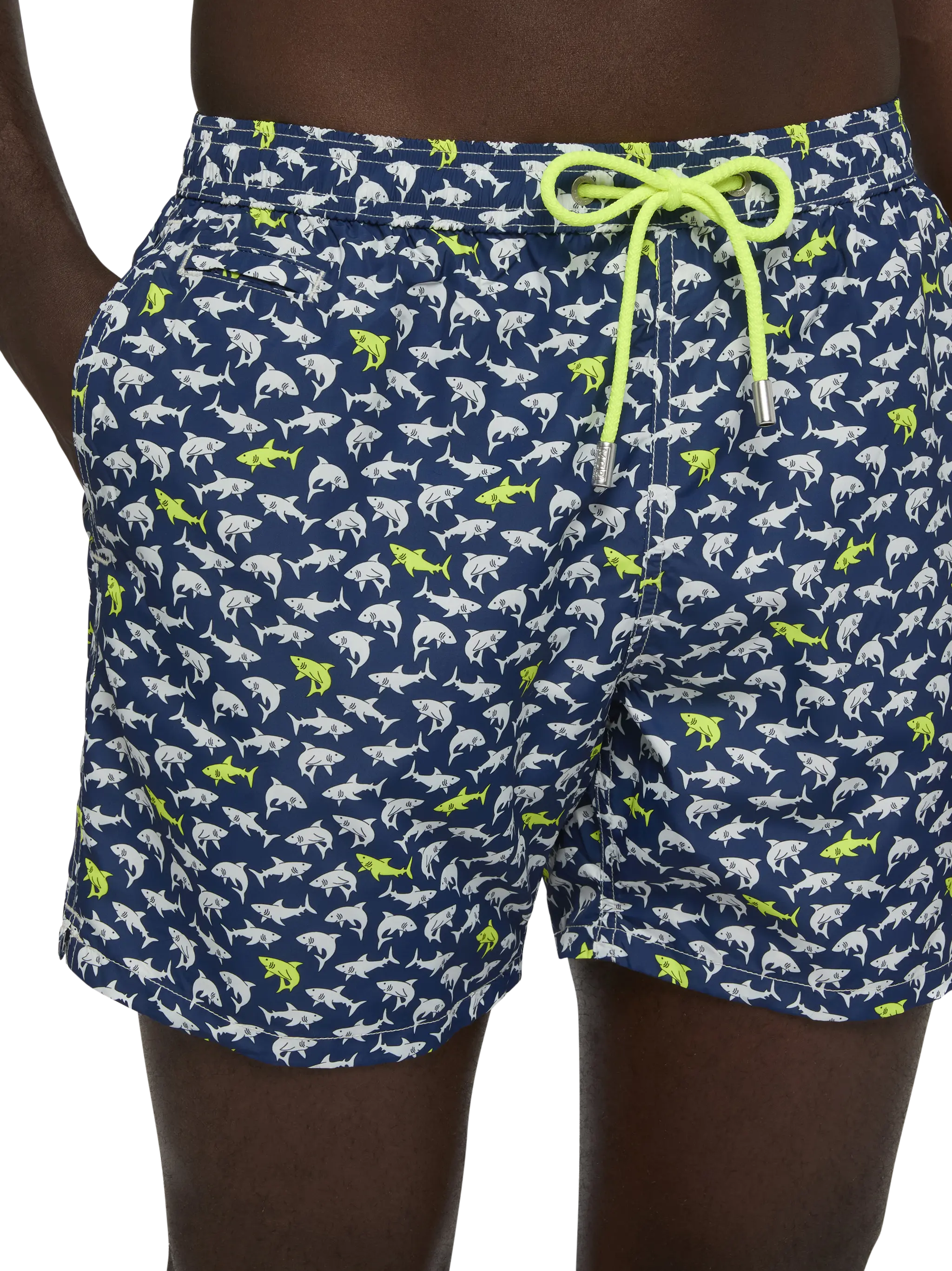 Lightweight fabric swim shorts Lighting with shark print - Image 4