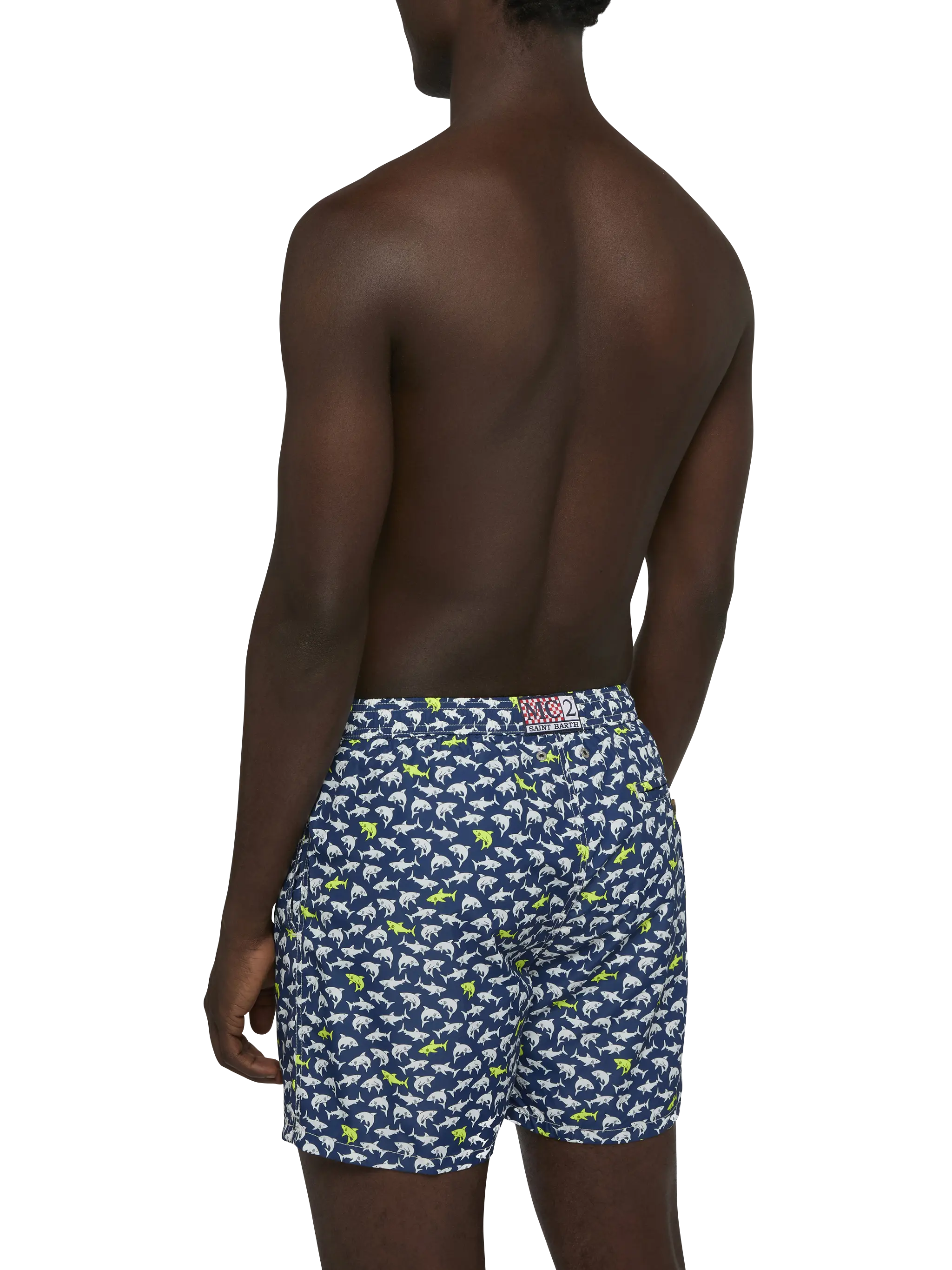 Lightweight fabric swim shorts Lighting with shark print - Image 5