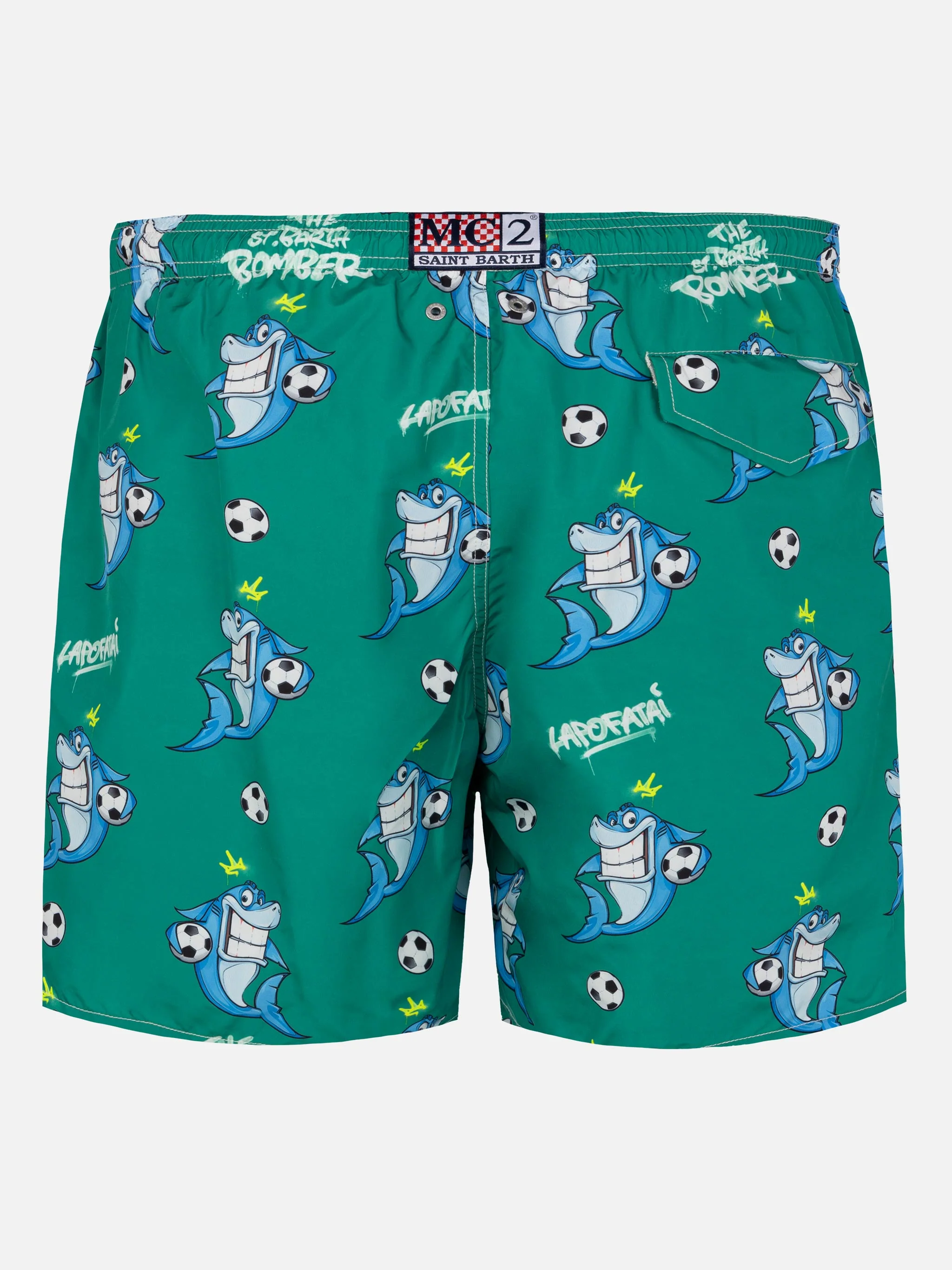 Lightweight fabric swim-shorts Lighting with shark print  | CRYPTOPUPPETS SPECIAL EDITION - Image 2