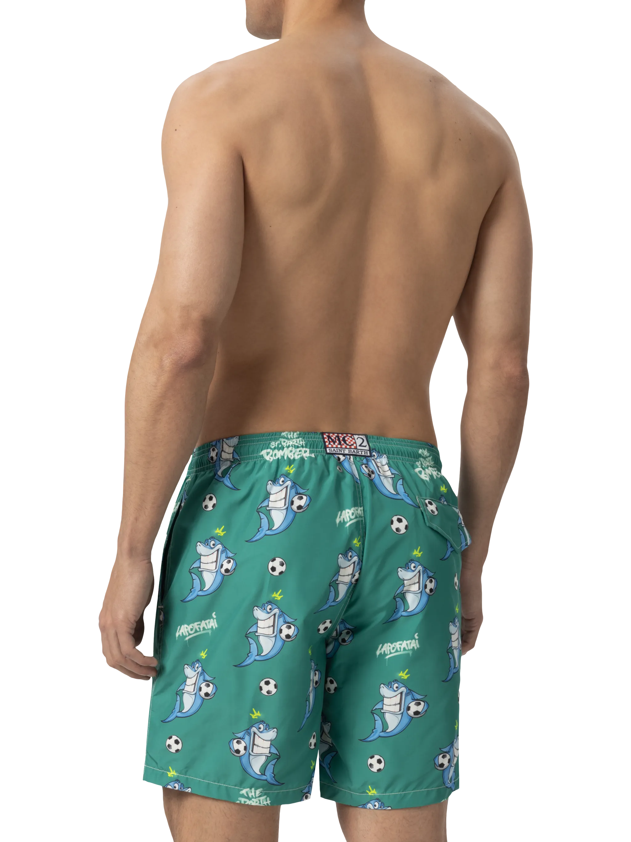 Lightweight fabric swim-shorts Lighting with shark print  | CRYPTOPUPPETS SPECIAL EDITION - Image 4