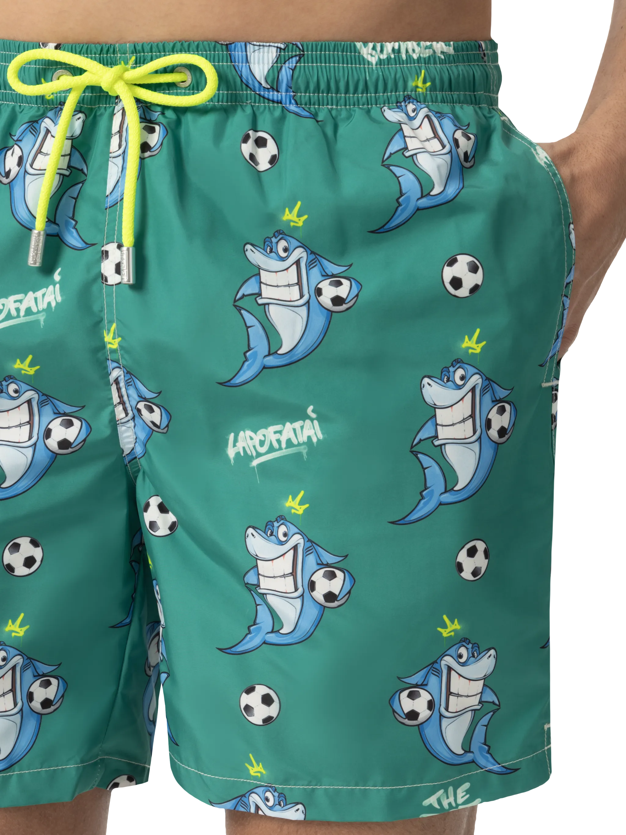 Lightweight fabric swim-shorts Lighting with shark print  | CRYPTOPUPPETS SPECIAL EDITION - Image 5