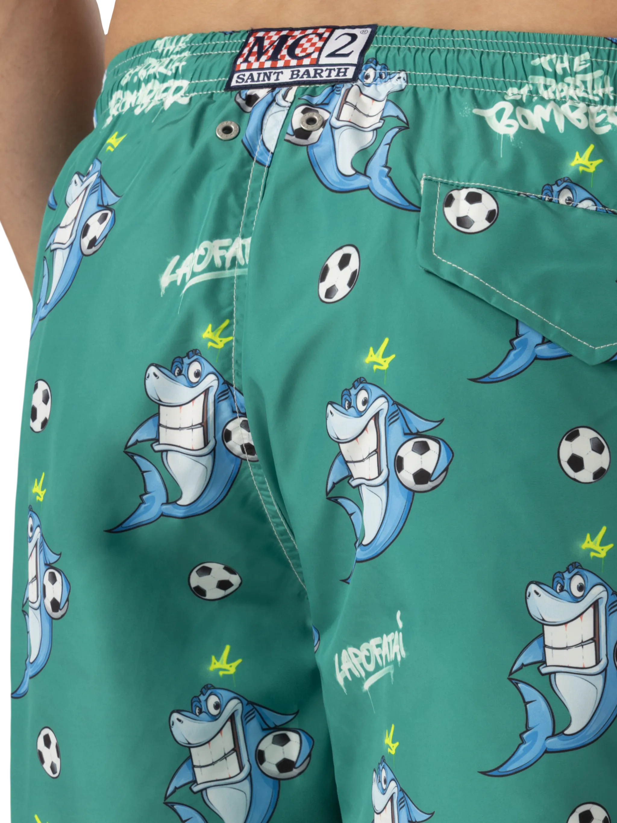Lightweight fabric swim-shorts Lighting with shark print  | CRYPTOPUPPETS SPECIAL EDITION - Image 6