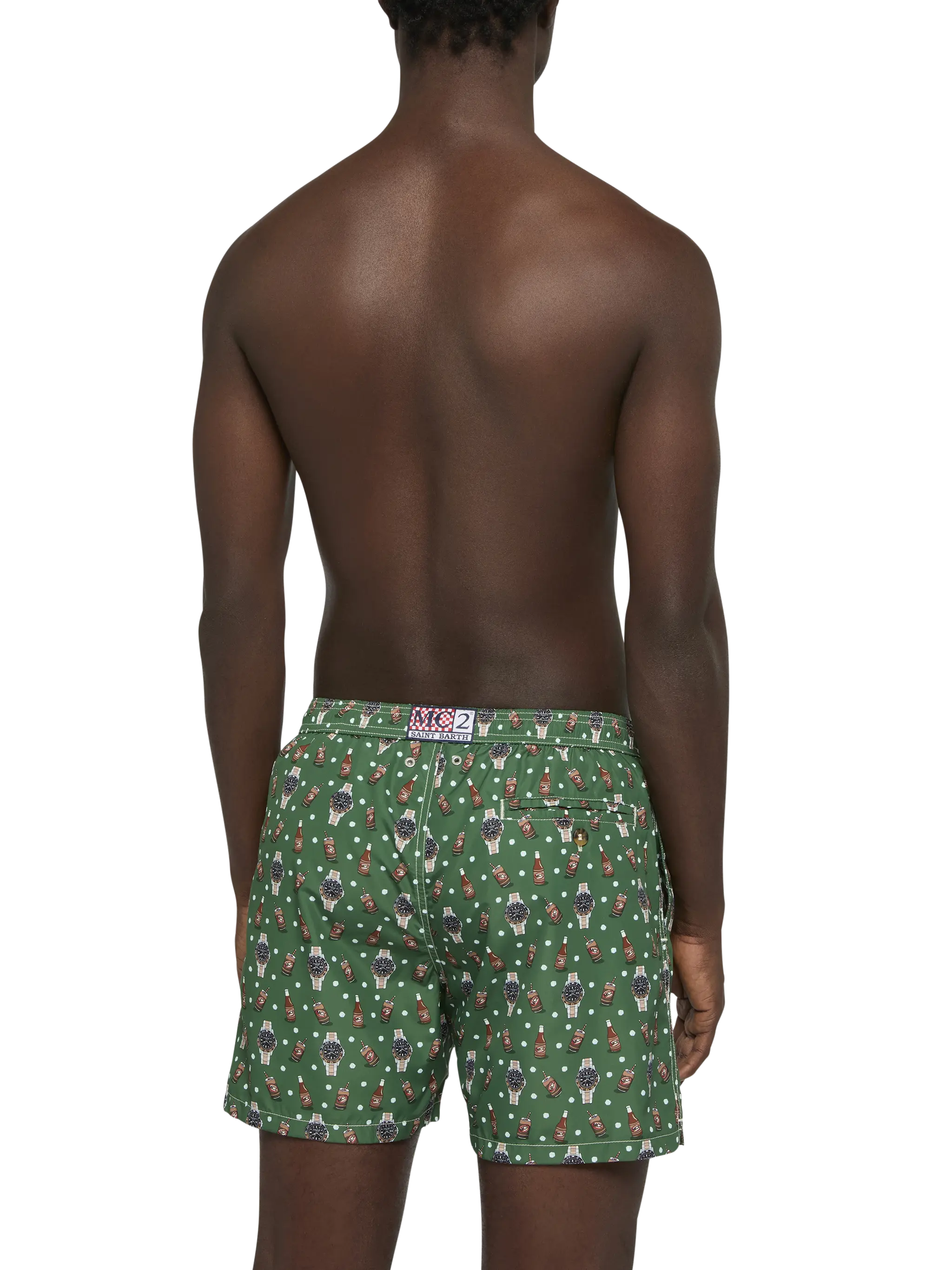 Lightweight fabric swim shorts Lighting with watch and beer print - Image 5