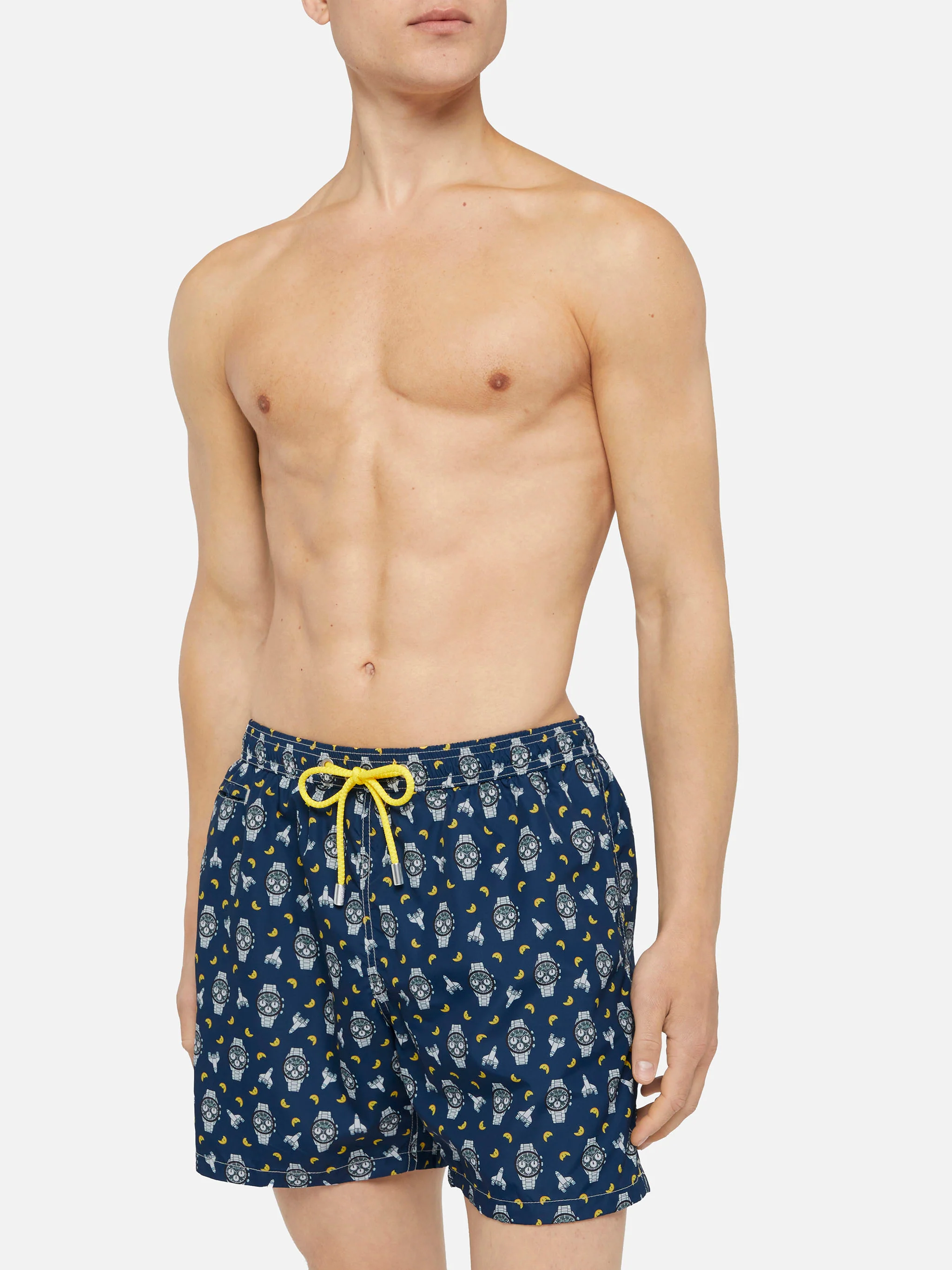 Lightweight fabric swim shorts Lighting with watch and moon print - Image 3