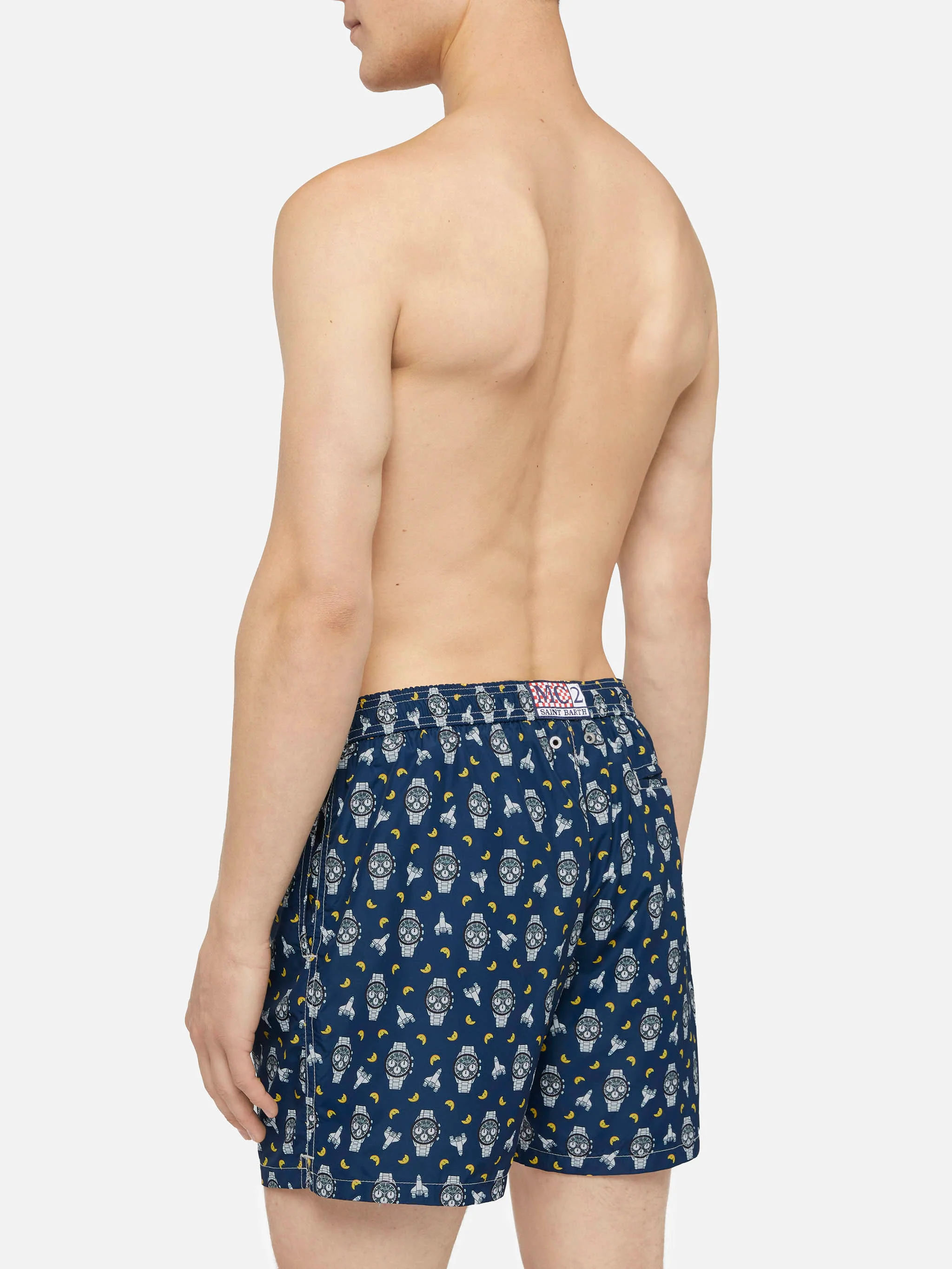 Lightweight fabric swim shorts Lighting with watch and moon print - Image 5