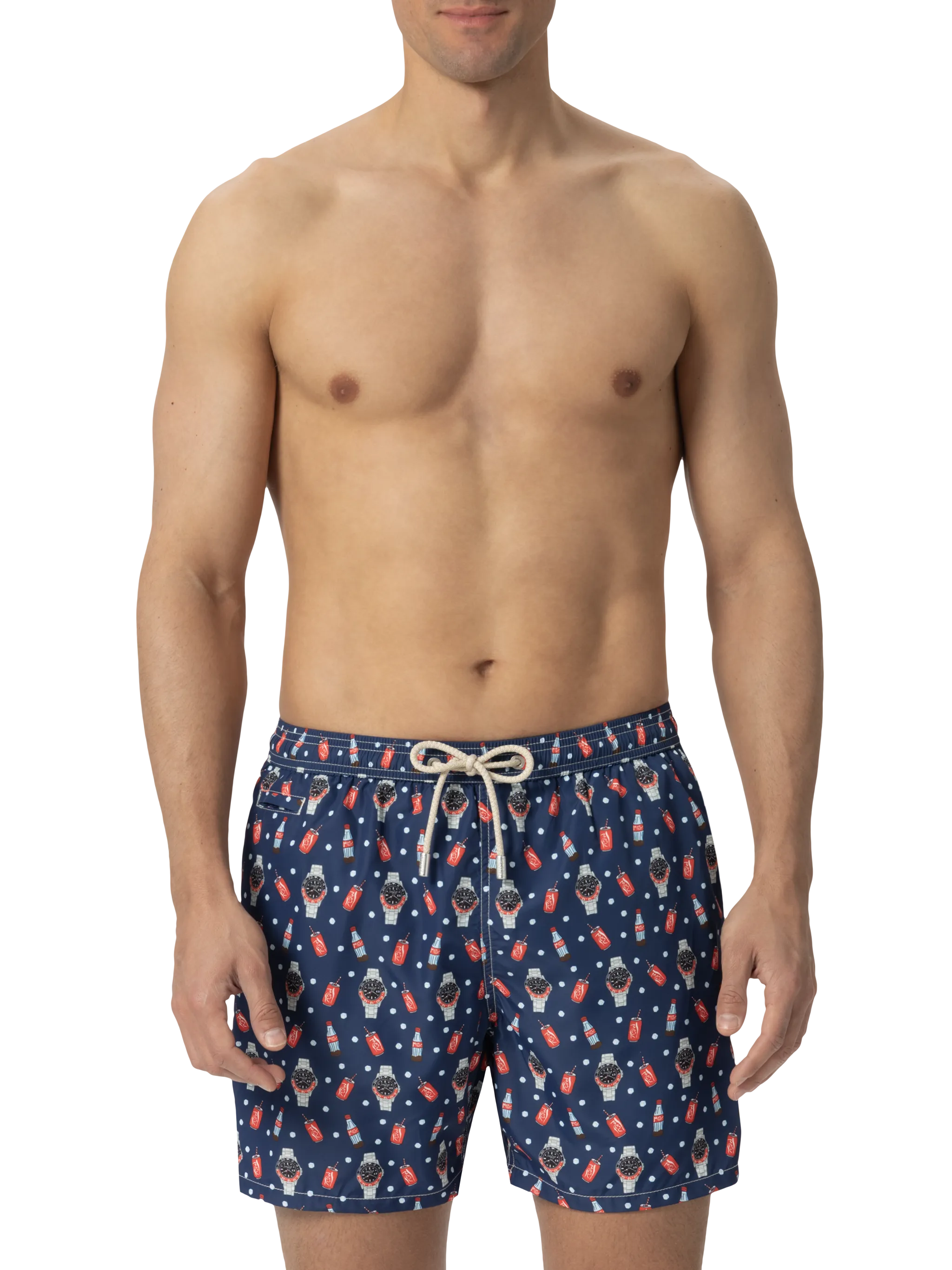 Lightweight fabric swim shorts Lighting with watch print - Image 3